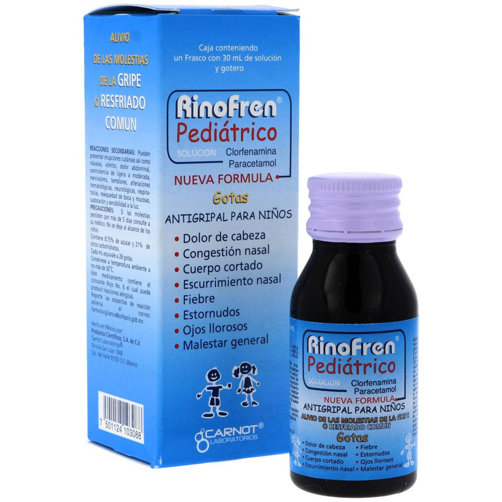Rinofren Pediátrico Caja con Frasco De 30 mL Con Solución PET y Gotero 