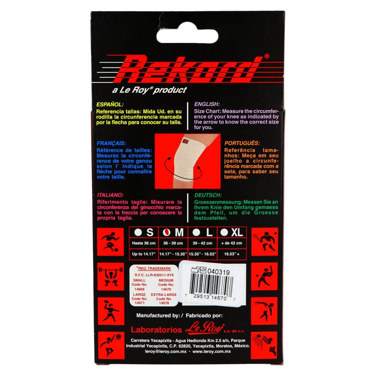 Rodillera Elástica Rekord Mediana 