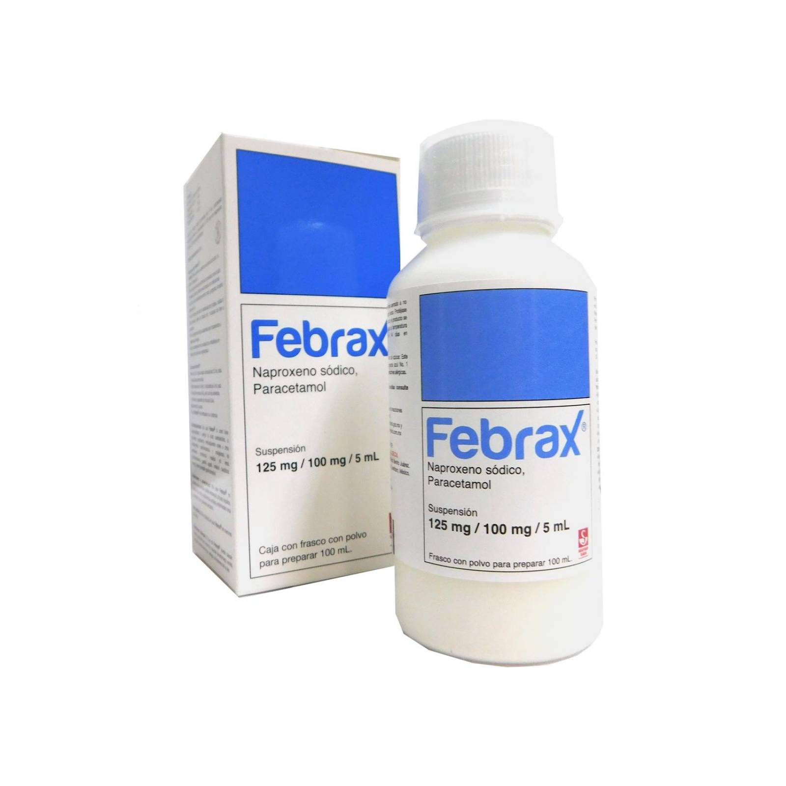 Febrax Suspensión 125 mg/ 100 mg/ 5 mL Caja Con Frasco Con Polvo 100 mL 