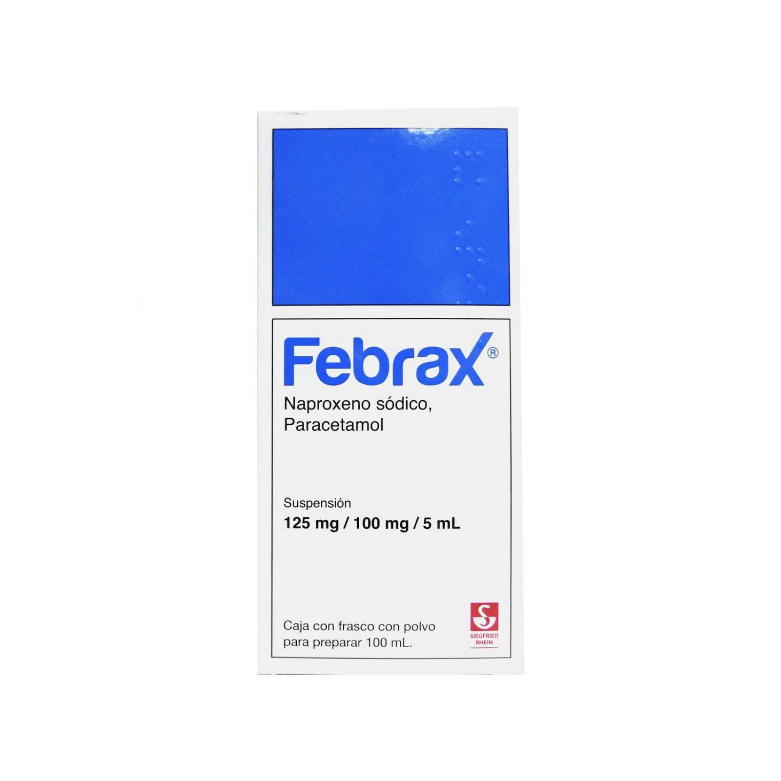 Febrax Suspensión 125 mg/ 100 mg/ 5 mL Caja Con Frasco Con Polvo 100 mL 