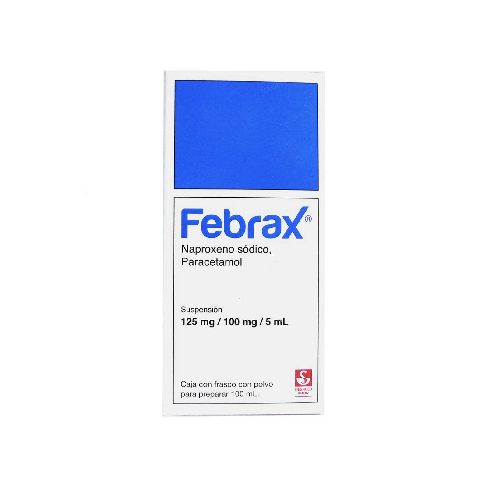 Febrax Suspensión 125 mg/ 100 mg/ 5 mL Caja Con Frasco Con Polvo 100 mL 