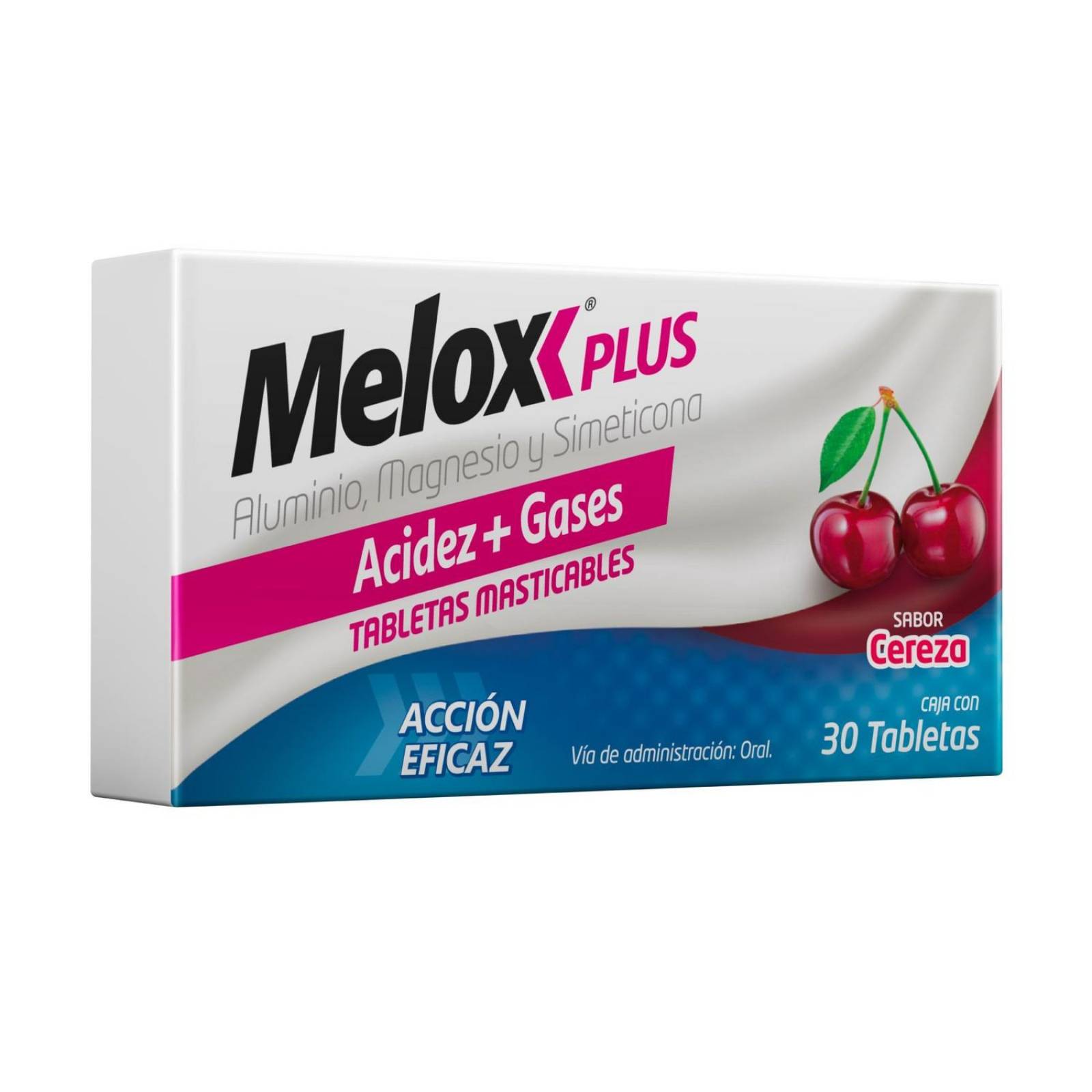 Melox Plus Caja Con 30 Tabletas Masticables Sabor Cereza 