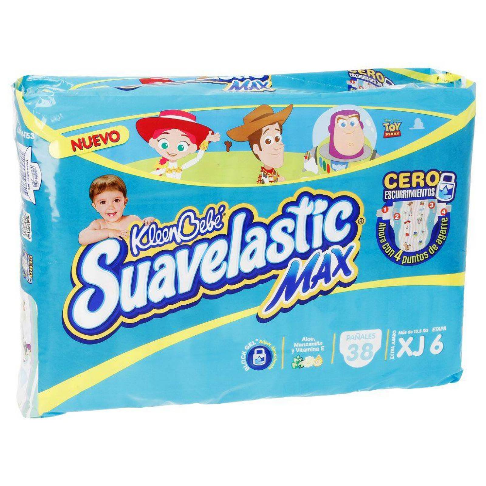 Kleen Bebé Suavelastic Max Extra Jumbo Pañales Etapa 6 con 38 Piezas 