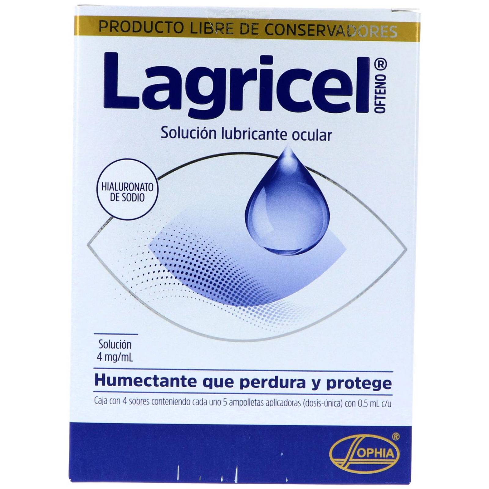 Lagricel Ofteno Solución 4 mg / mL Caja Con 4 Sobres 