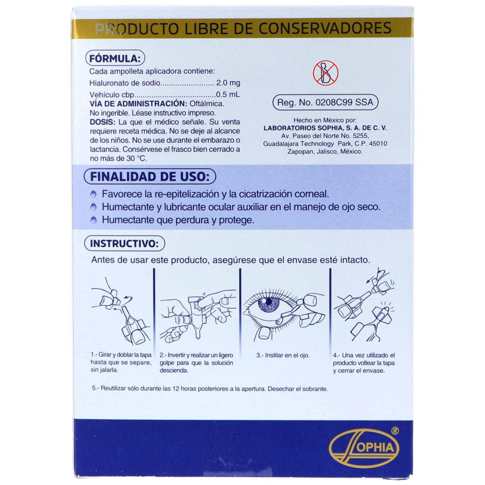 Lagricel Ofteno Solución 4 mg / mL Caja Con 4 Sobres 