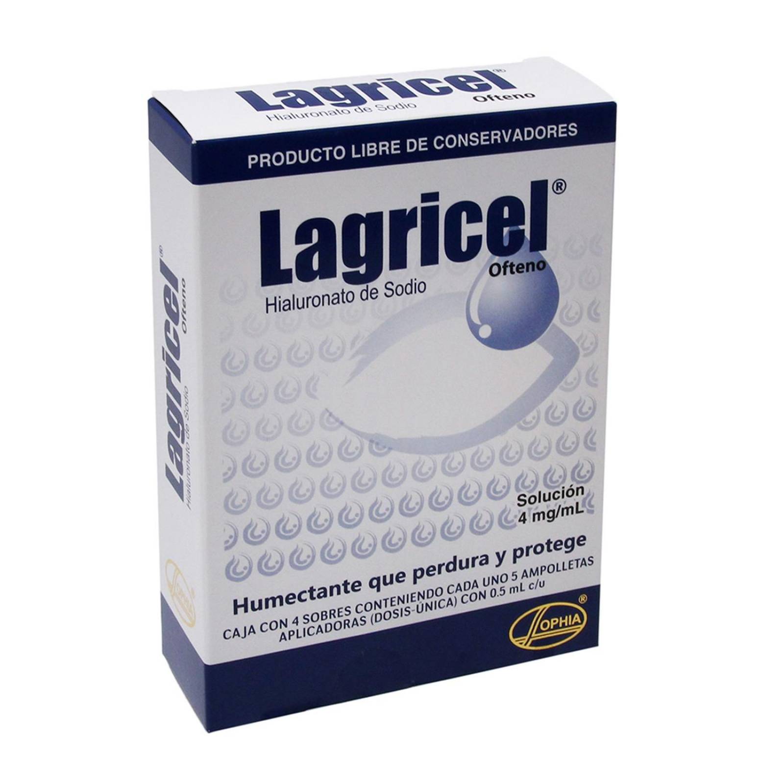 Lagricel Ofteno Solución 4 mg / mL Caja Con 4 Sobres 