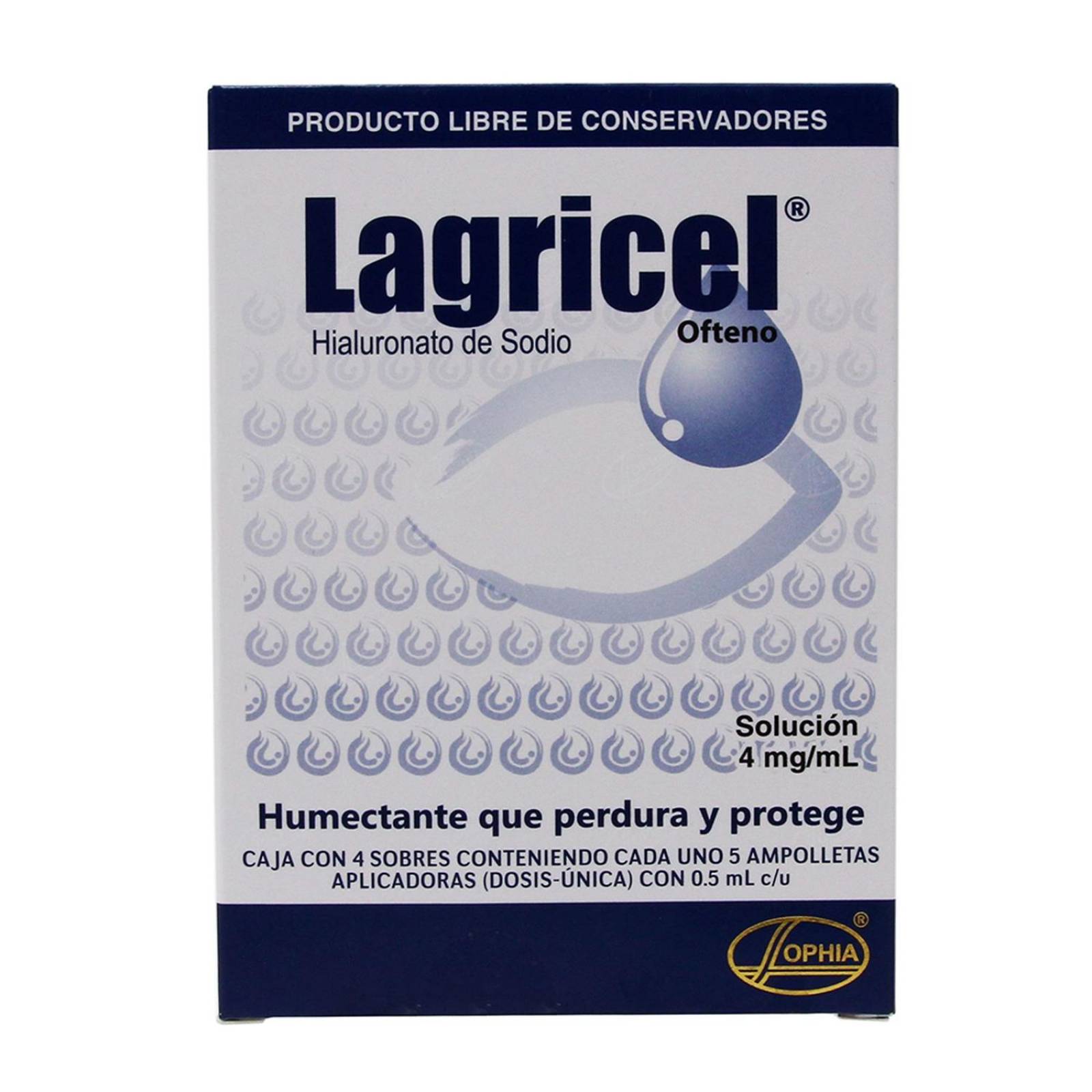 Lagricel Ofteno Solución 4 mg / mL Caja Con 4 Sobres 