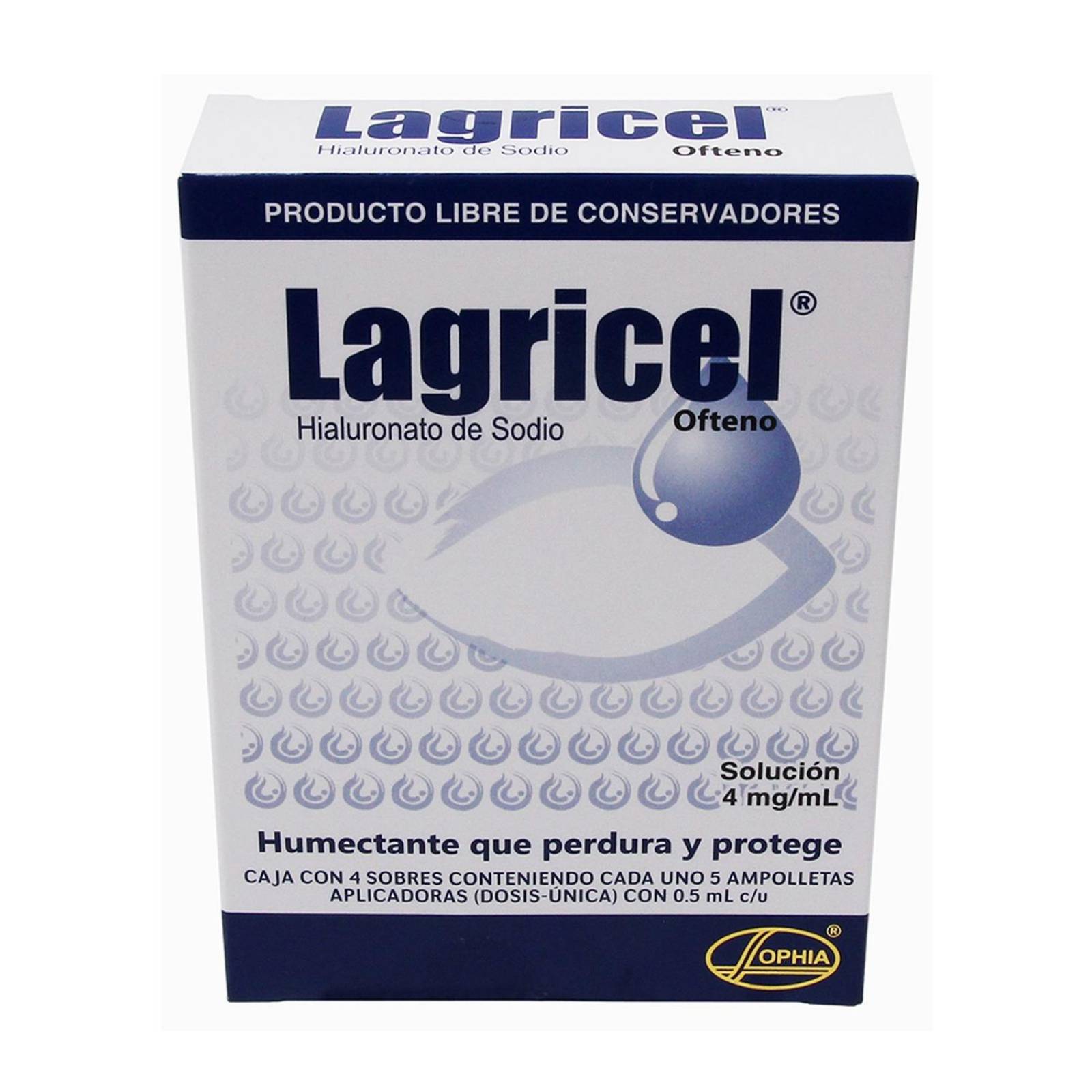 Lagricel Ofteno Solución 4 mg / mL Caja Con 4 Sobres 