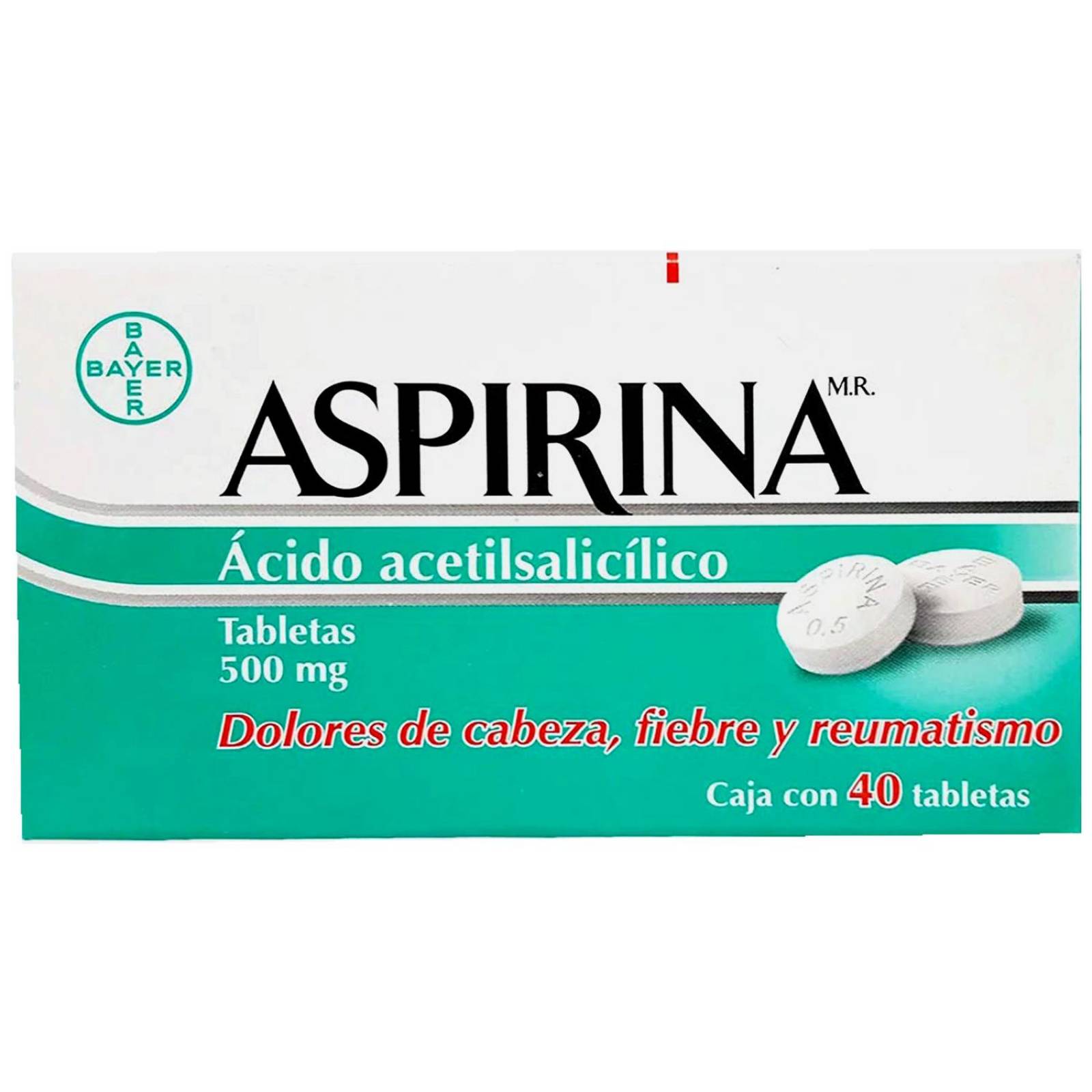 Aspirina 500 mg Caja Con 40 Tabletas 