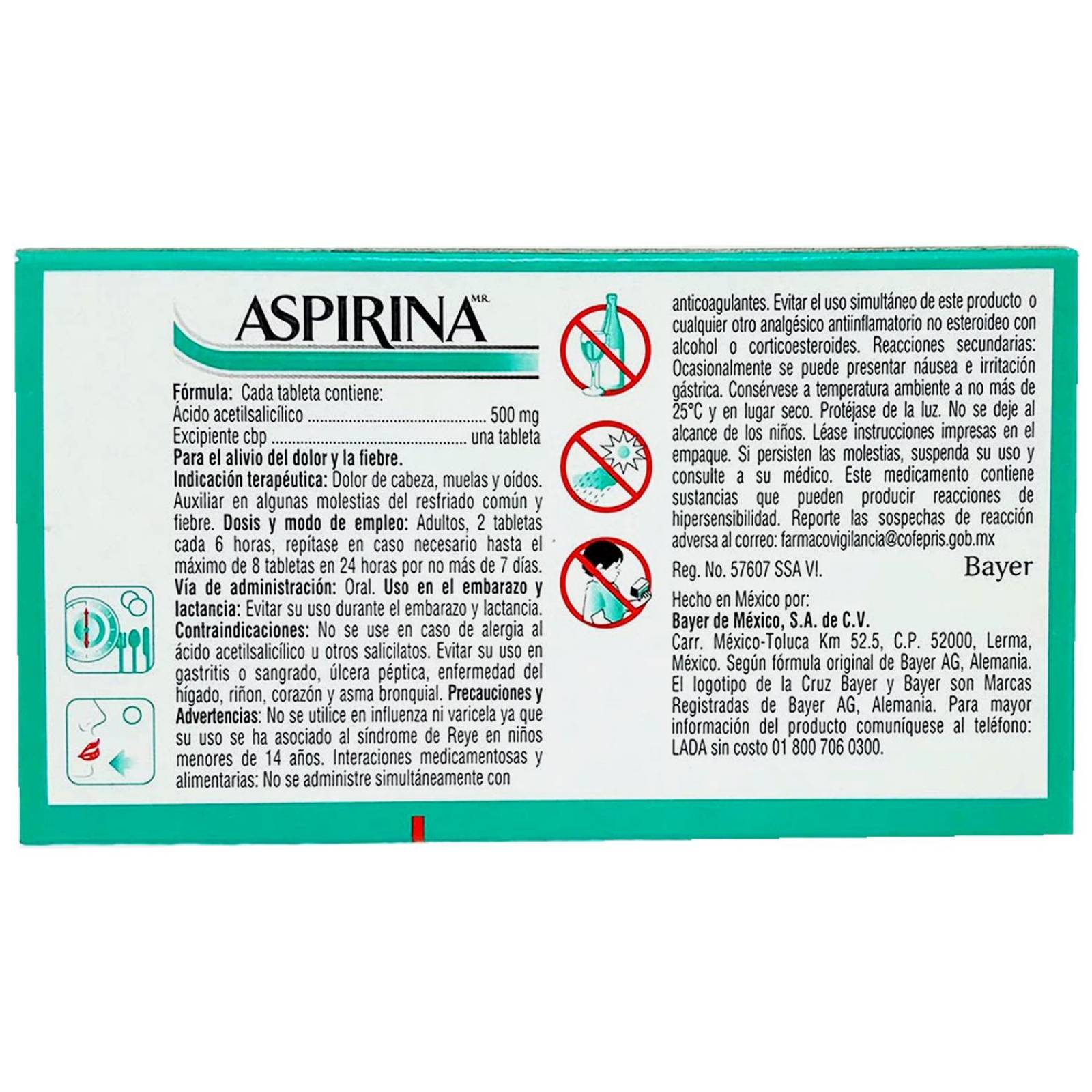 Aspirina 500 mg Caja Con 40 Tabletas 
