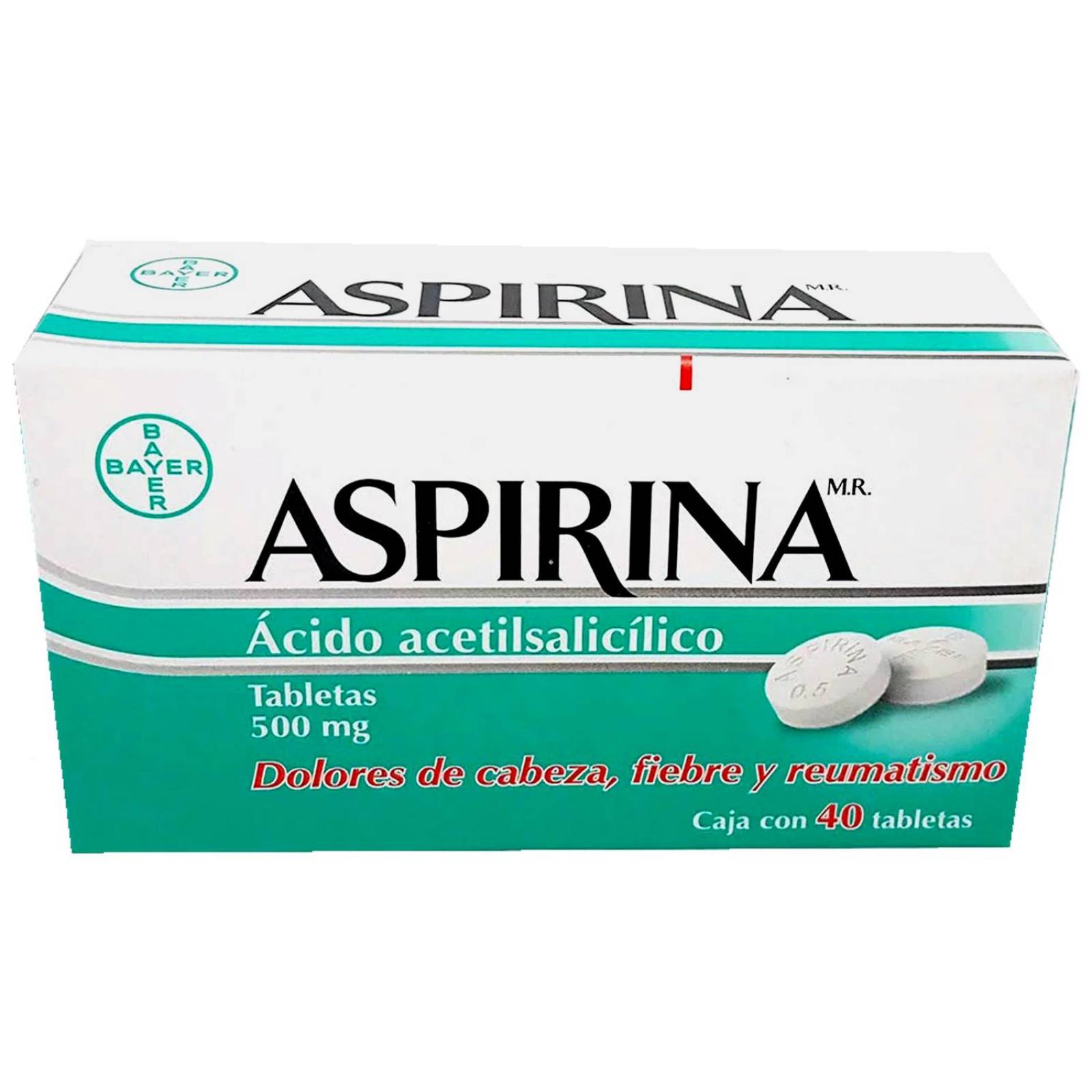 Aspirina 500 mg Caja Con 40 Tabletas 