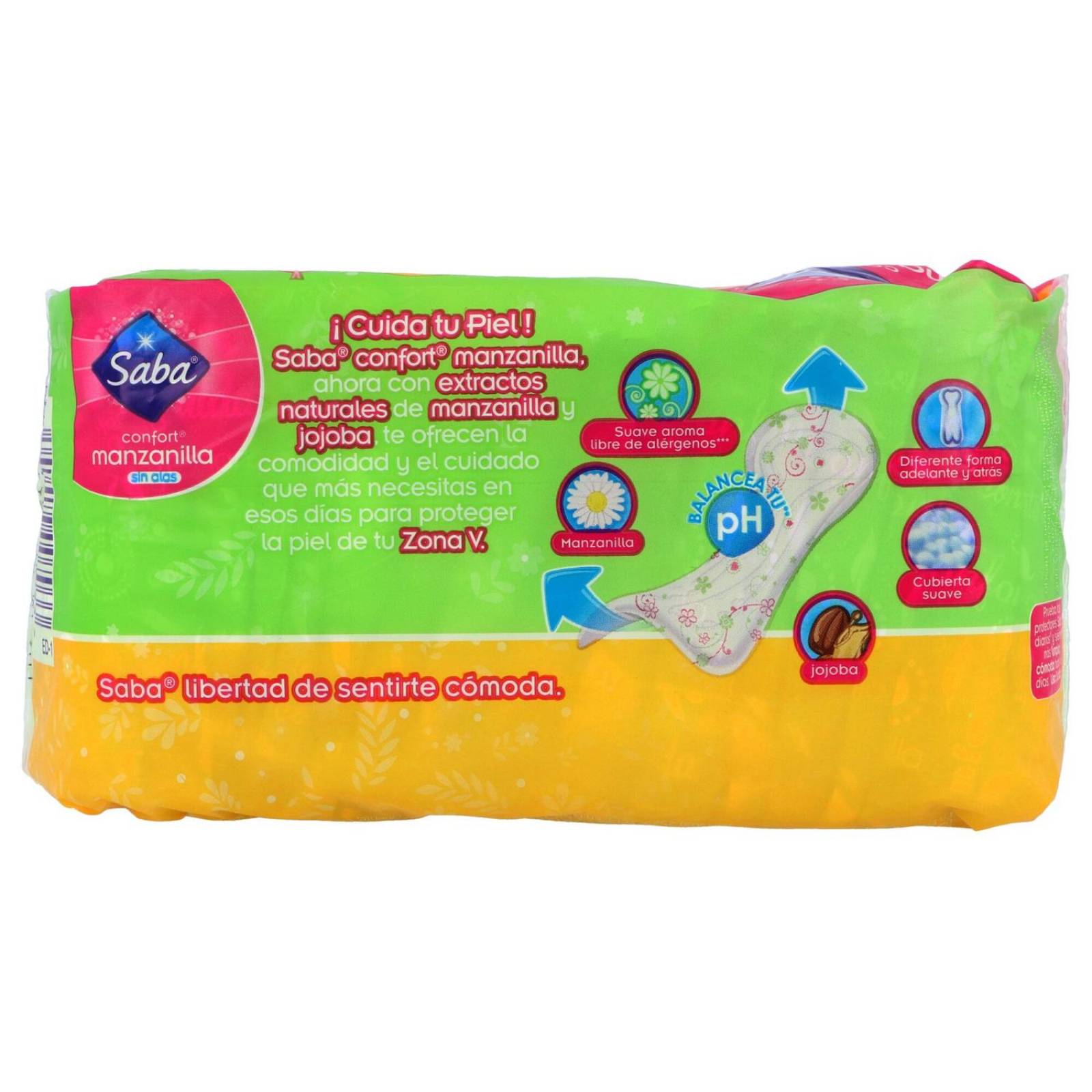 Toallas Sanitarias Saba Confort Manzanilla Sin Alas Empaque Con 14 Piezas 