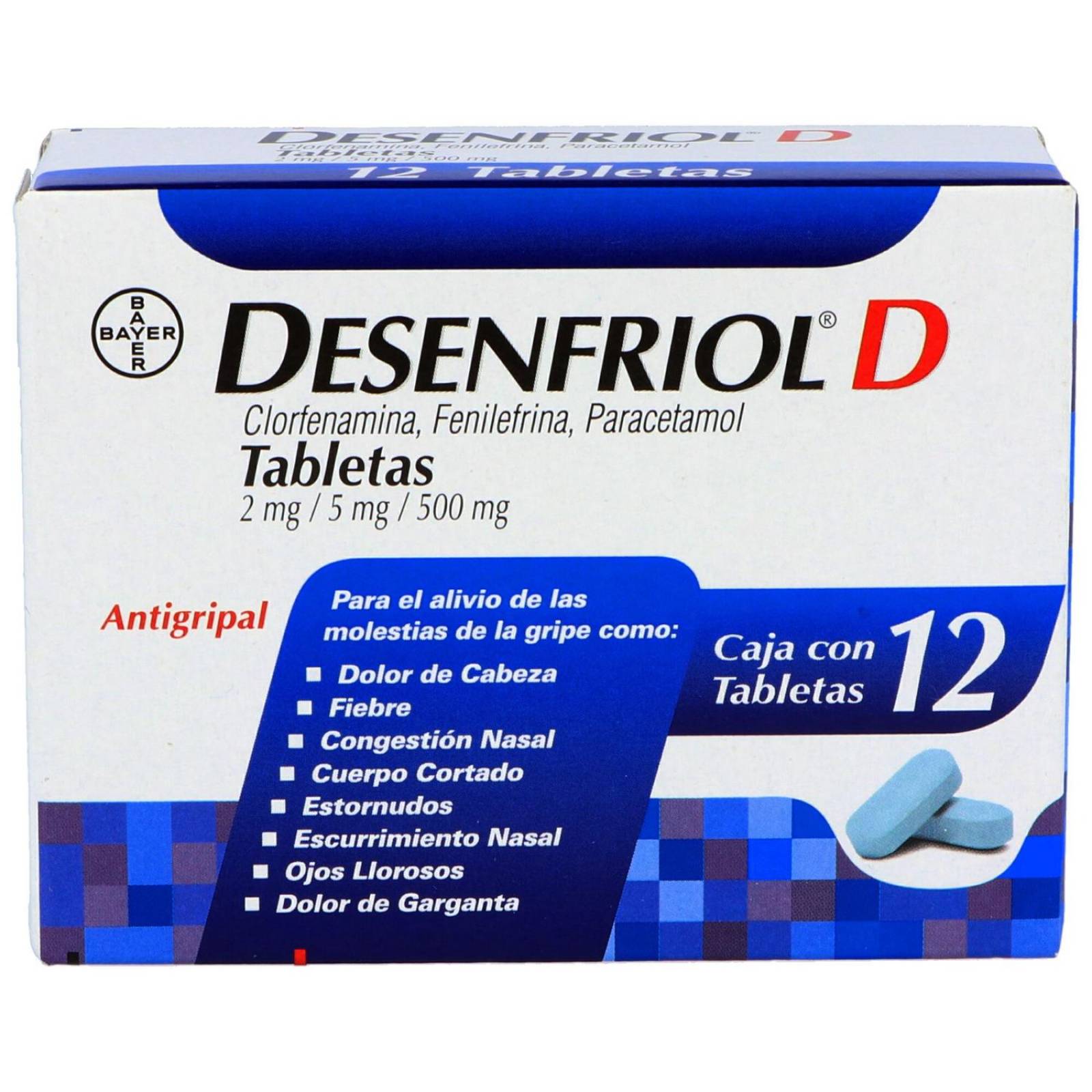 Desenfriol D 2 mg /5 mg /500 mg Caja Con 12 Tabletas 