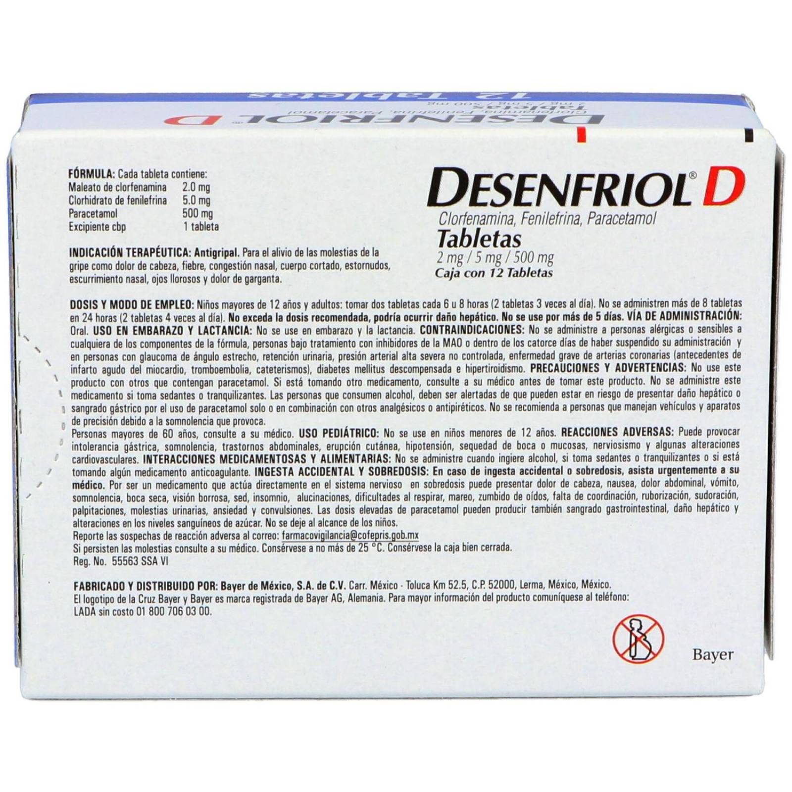 Desenfriol D 2 mg /5 mg /500 mg Caja Con 12 Tabletas 