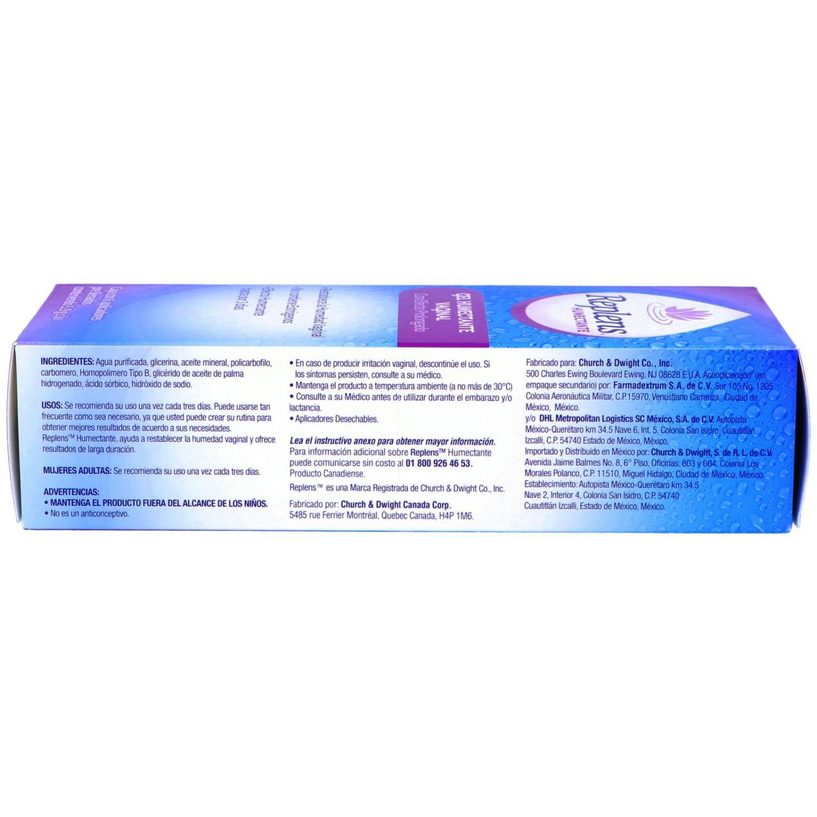 Replens Gel Humectante Vaginal 2.5 g Caja Con 6 Aplicadores 