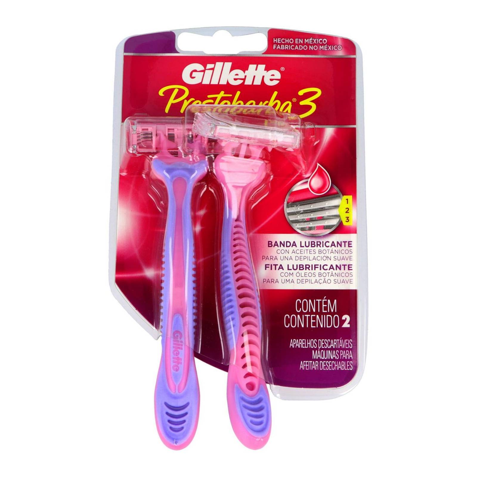 Gillette Prestobarba 3 Máquina De Afeitar Para Mujer Empaque Con 2 Unidades 