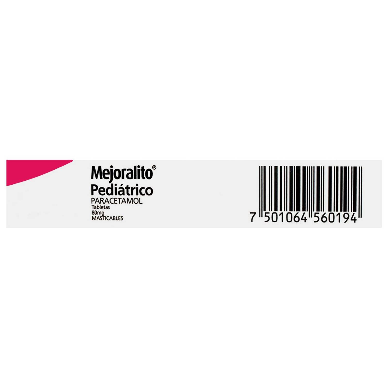 Mejoralito Pediátrico 80 mg Caja Con 30 Tabletas Sabor Cereza 