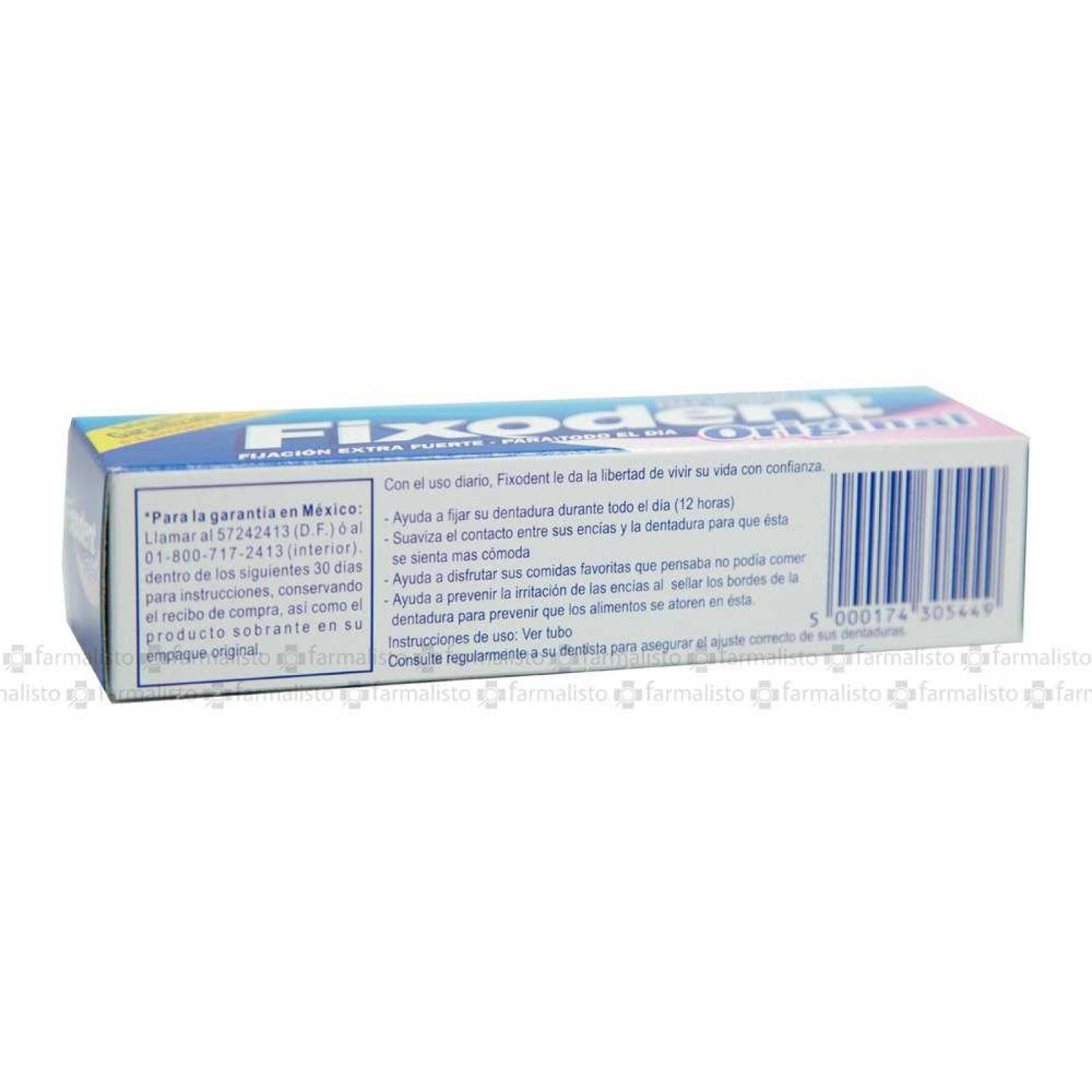 Pasta Adhesiva Fixodent Original 40 mL Extra Fuerte Caja Con Tubo 