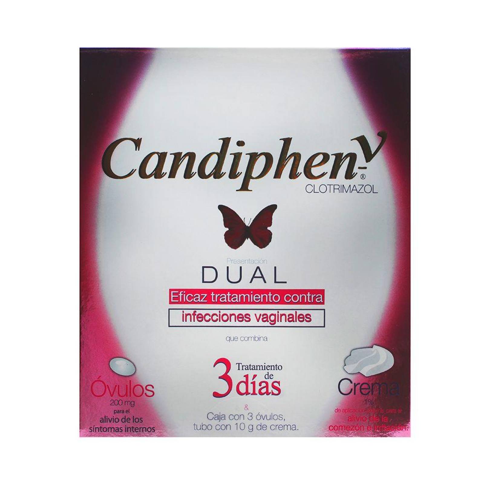 Candiphen - V 200 Mg Dual Caja Con Óvulos Y Crema 1 % Para 3 