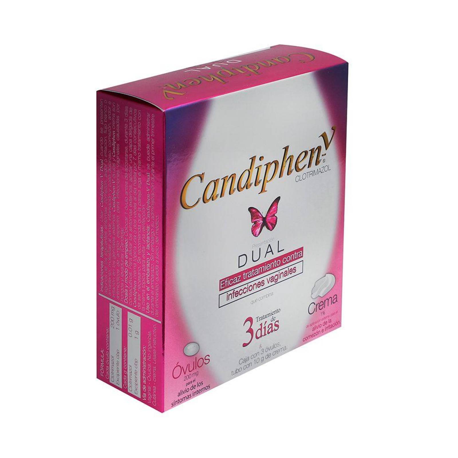 Candiphen - V 200 Mg Dual Caja Con Óvulos Y Crema 1 % Para 3 