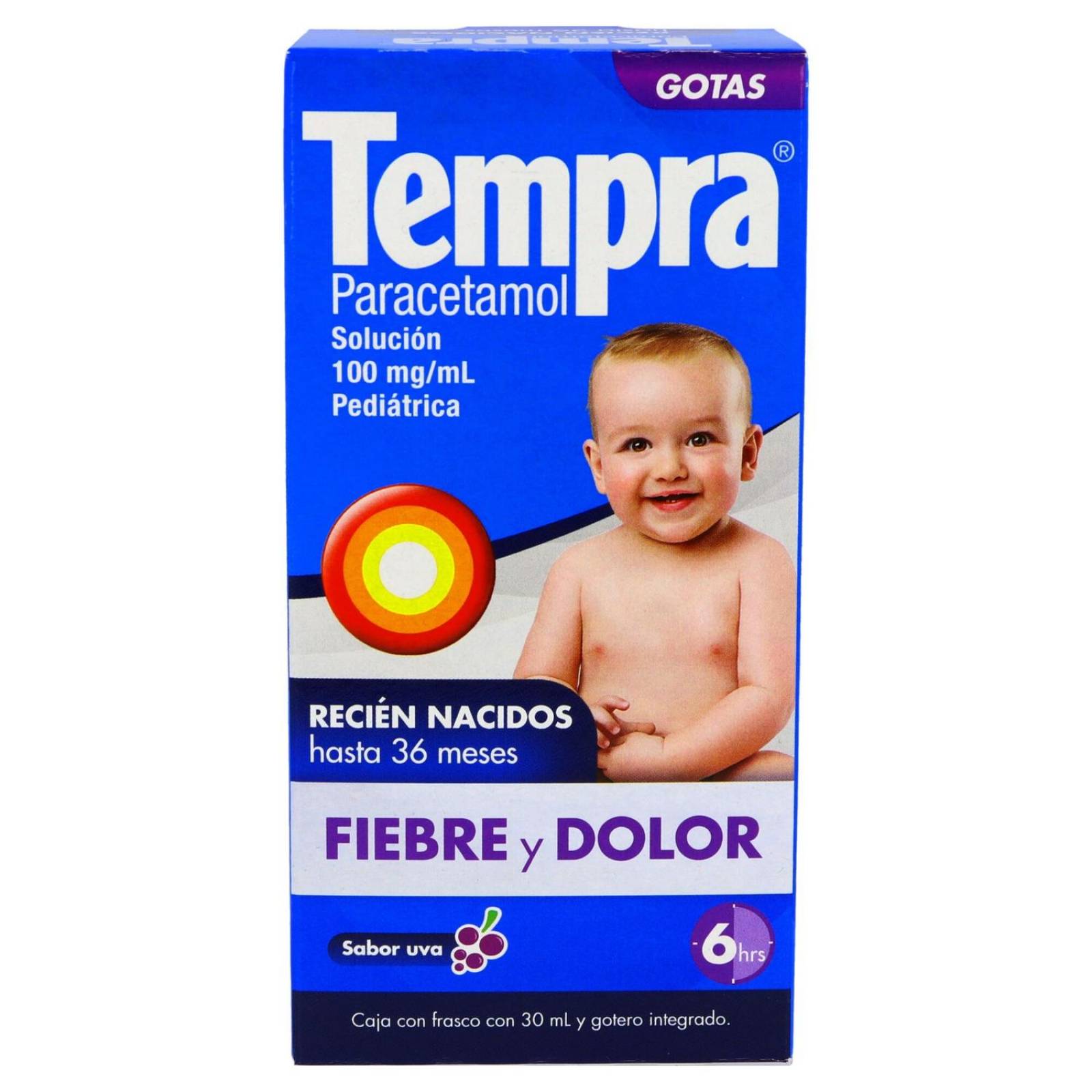 Tempra Gotas Pediátrico 100 mg / mL Caja Con Frasco Con 30 mL 