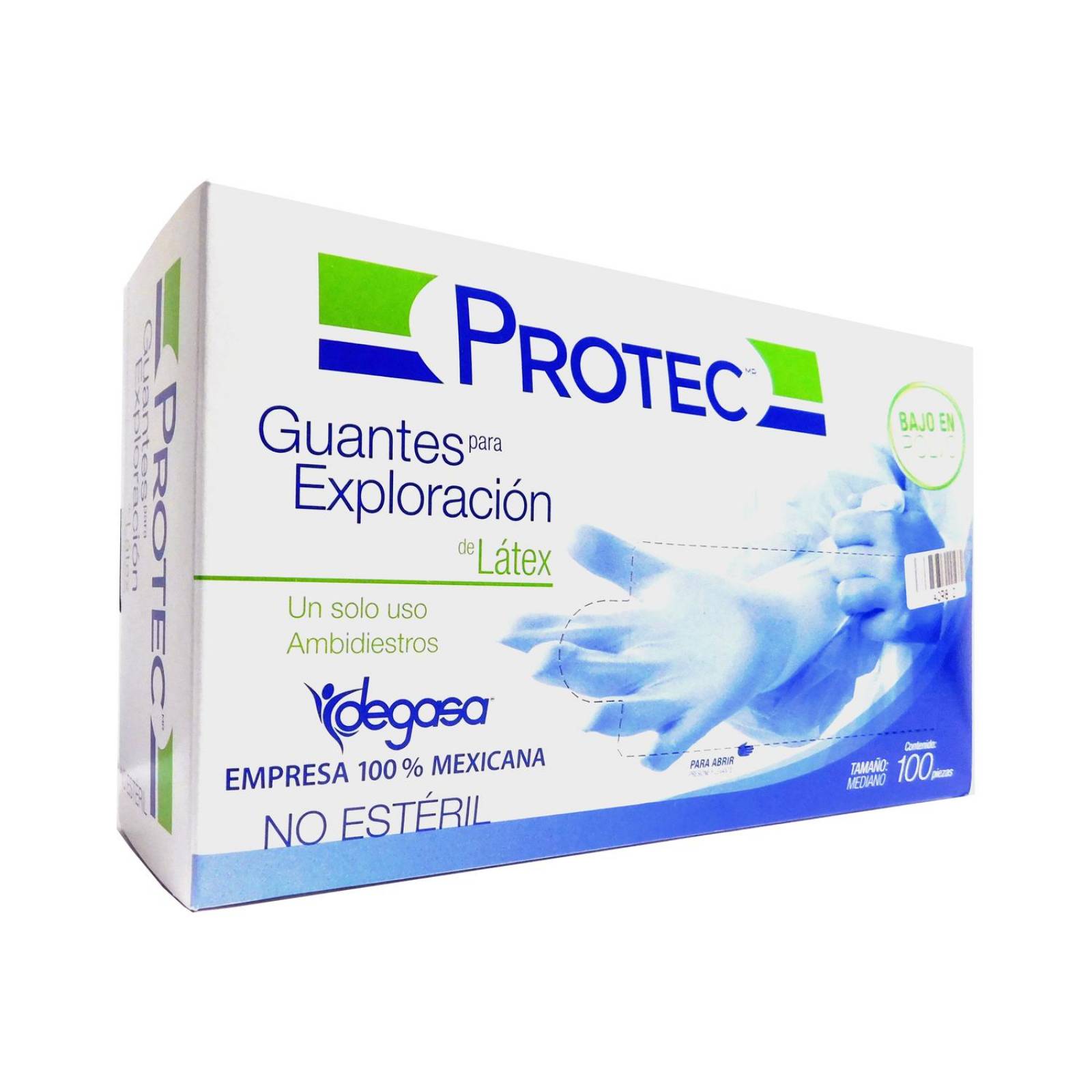 Protec Guantes Para Exploración de Látex No Estéril Talla Mediana 