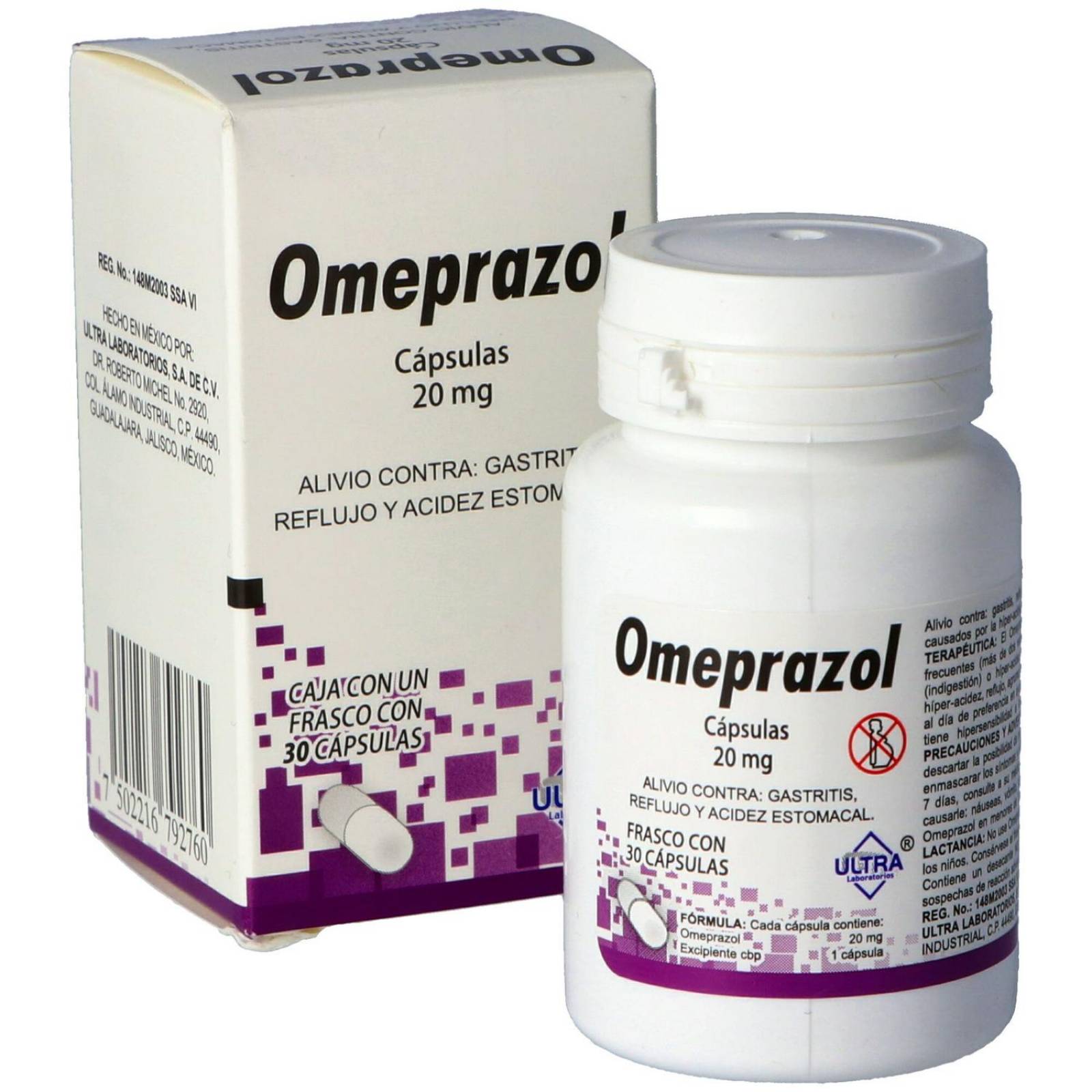 Omeprazol 20 mg Caja Con Frasco Con 30 Cápsulas 