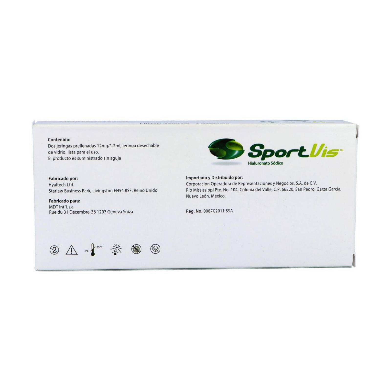 Sportvis 12 mg/1.2 ml Caja Con Dos Jeringas Prellenadas 