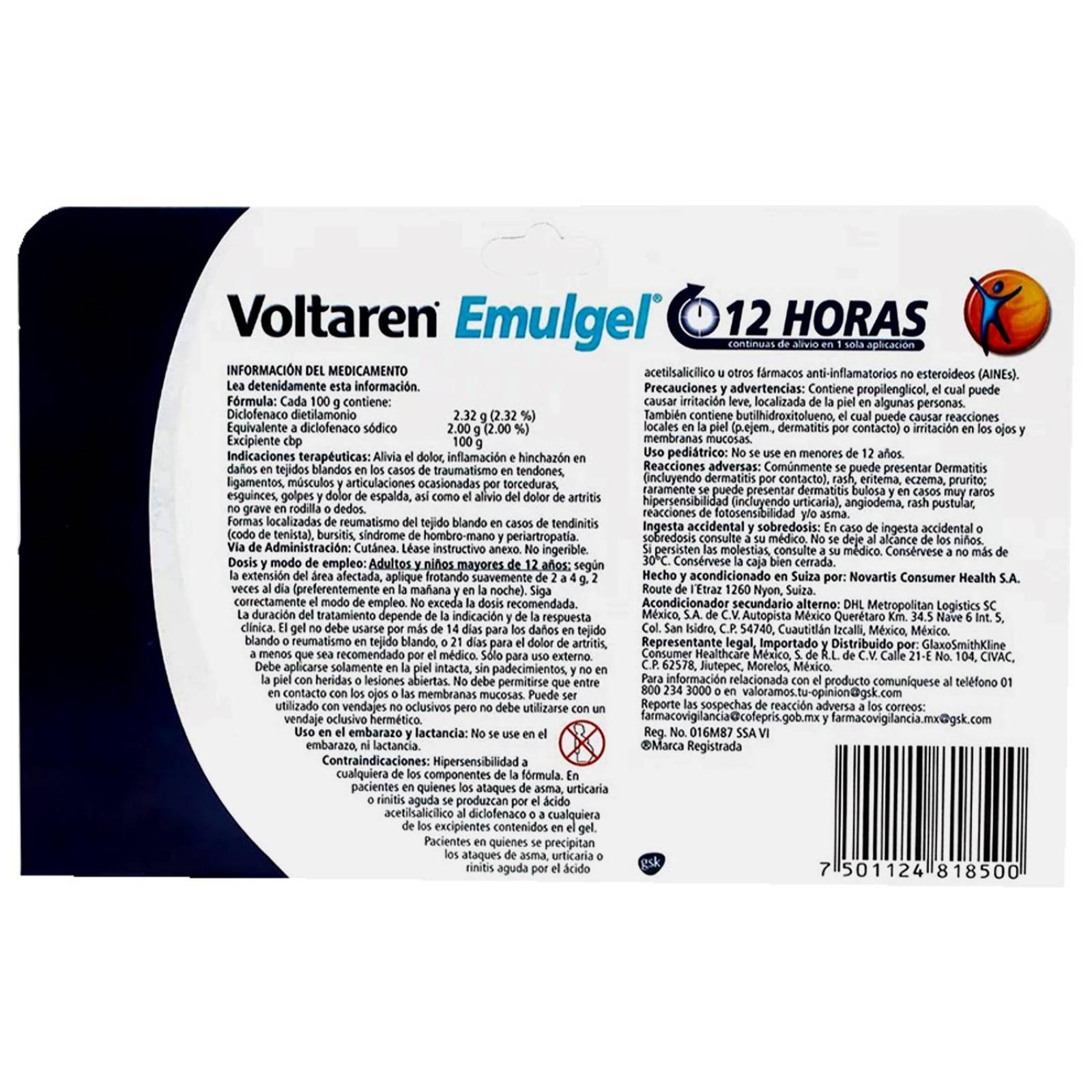 Voltaren Emulgel 12Horas 2.32% Caja Con Tubo Con 100g 