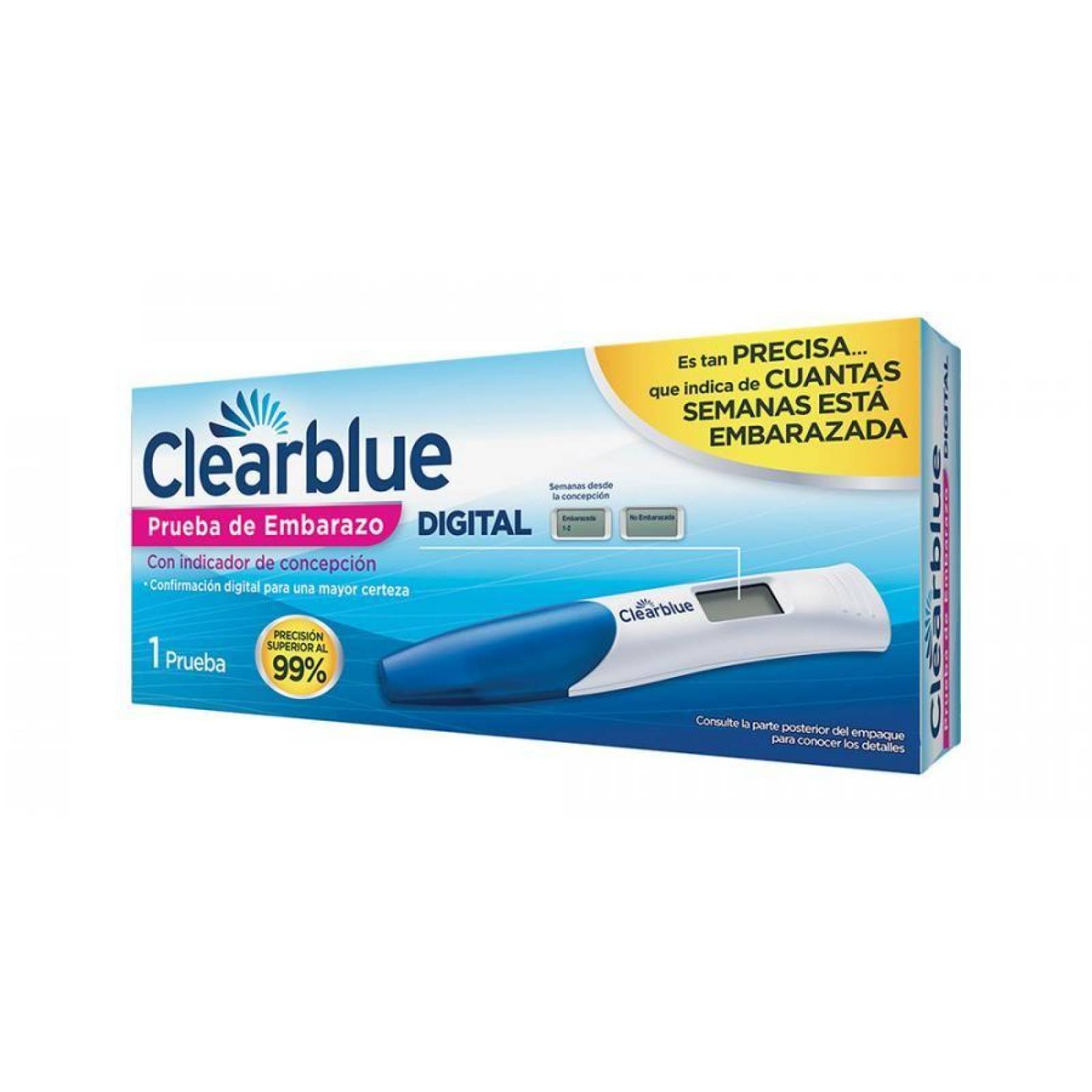 Prueba De Embarazo Digital Con Indicador De Concepción Clearblue Caja Con 1 Pieza 