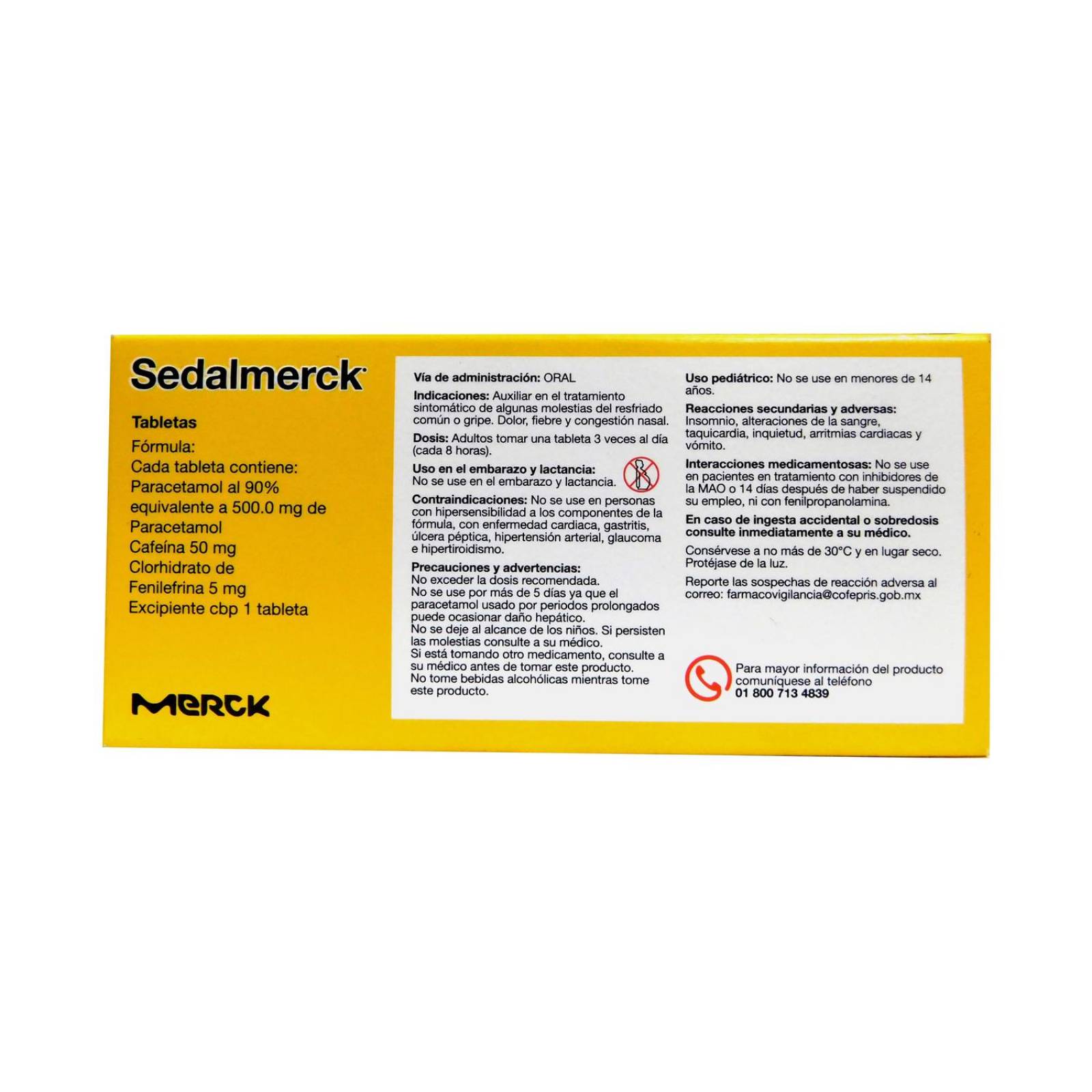 Sedalmerck 500mg/ 50mg/ 5mg Caja Con 20 Tabletas 