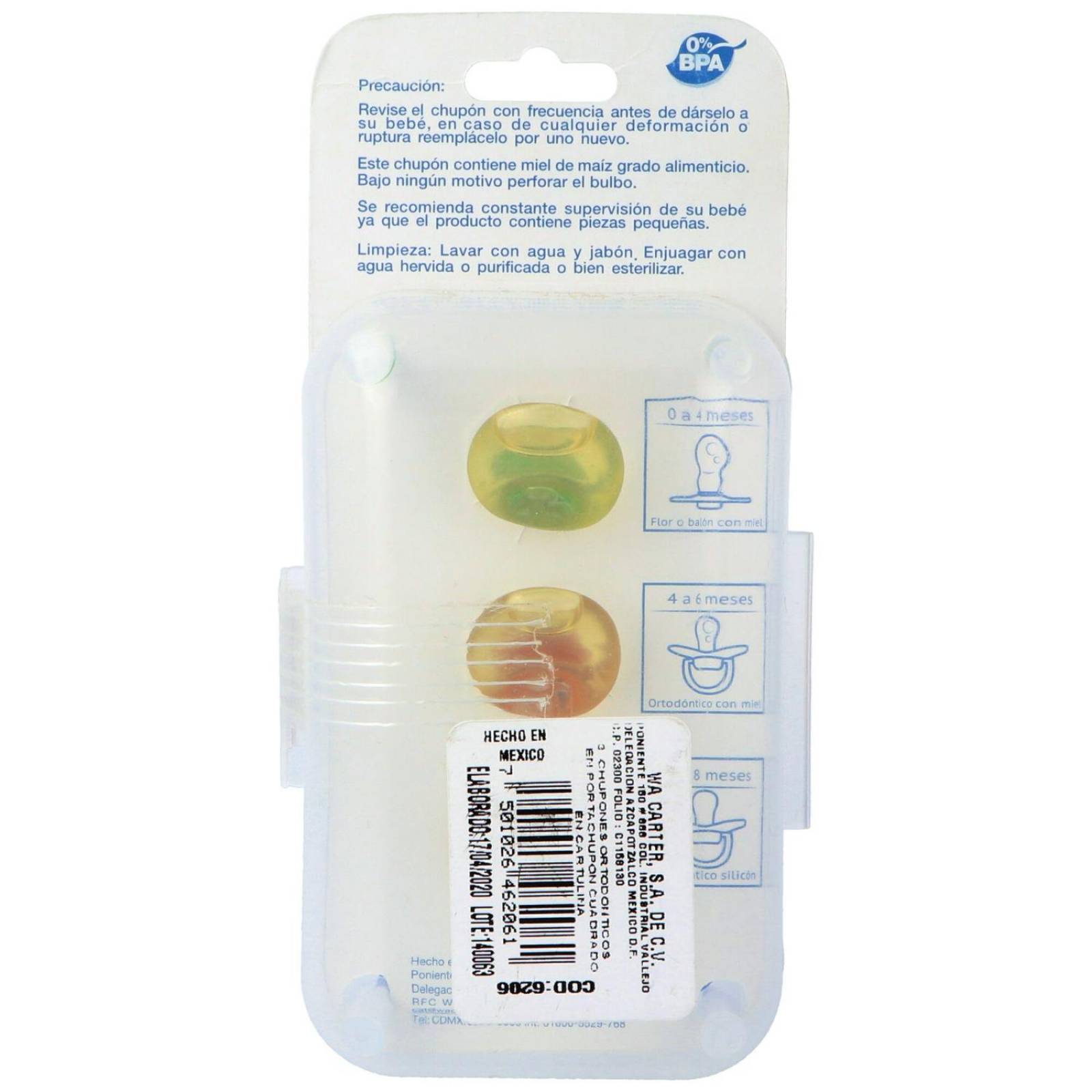 Bebé Ternura Chupones Ortodónticos Gota De Miel 0-6 Meses Con 3 piezas 