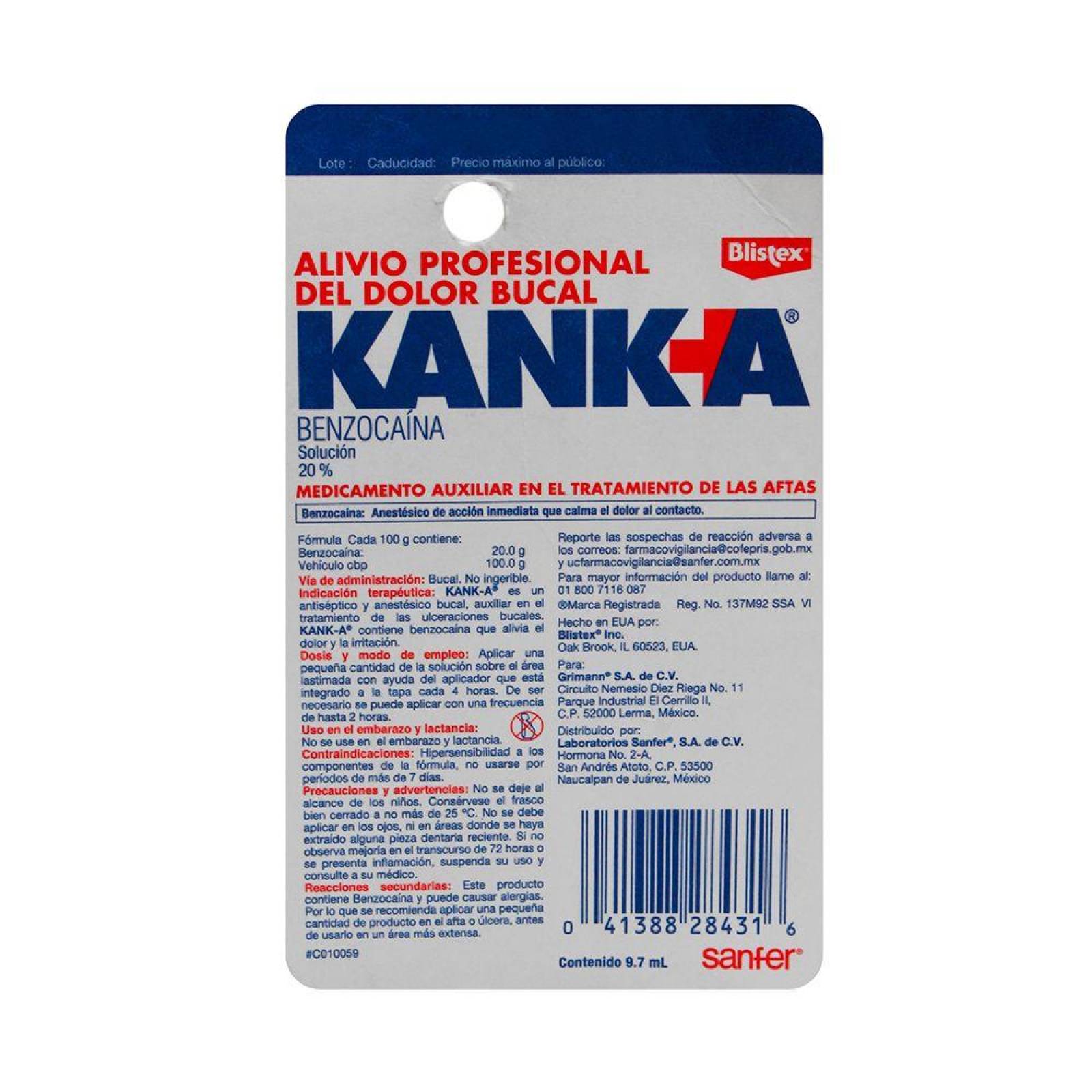 Kanka 20 % Empaque Con Frasco Con 9.7 mL 