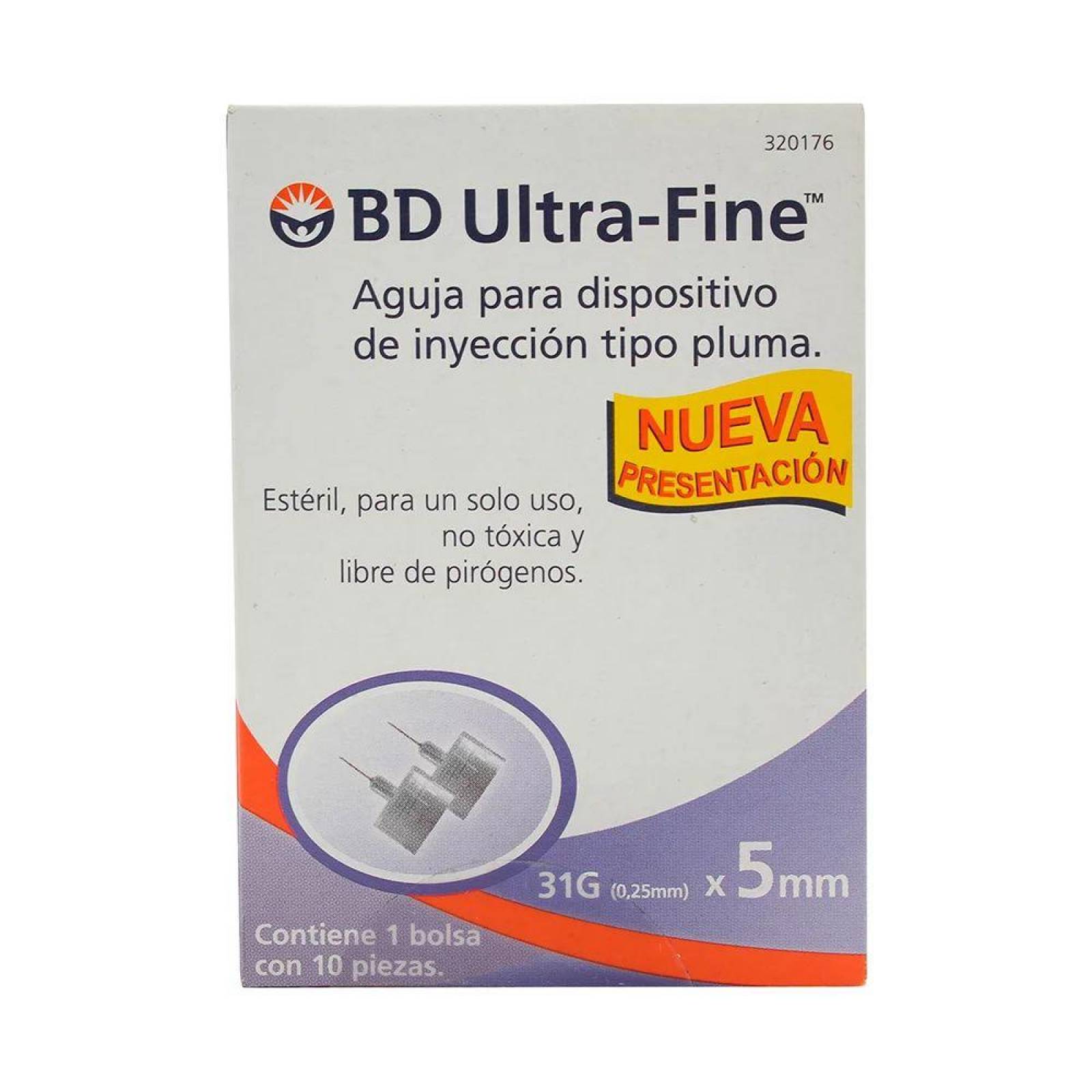 BD Ultra fine Aguja Caja Con 10 Piezas 31Gx5mm 