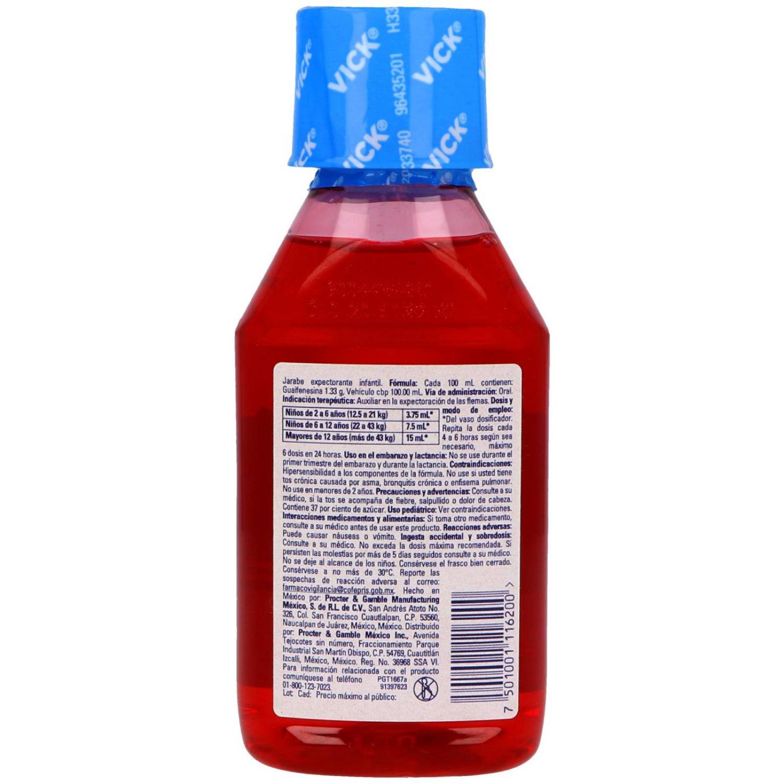 Vick Infantil 44 Jarabe Expectorante Con 120 mL Sabor Cereza 