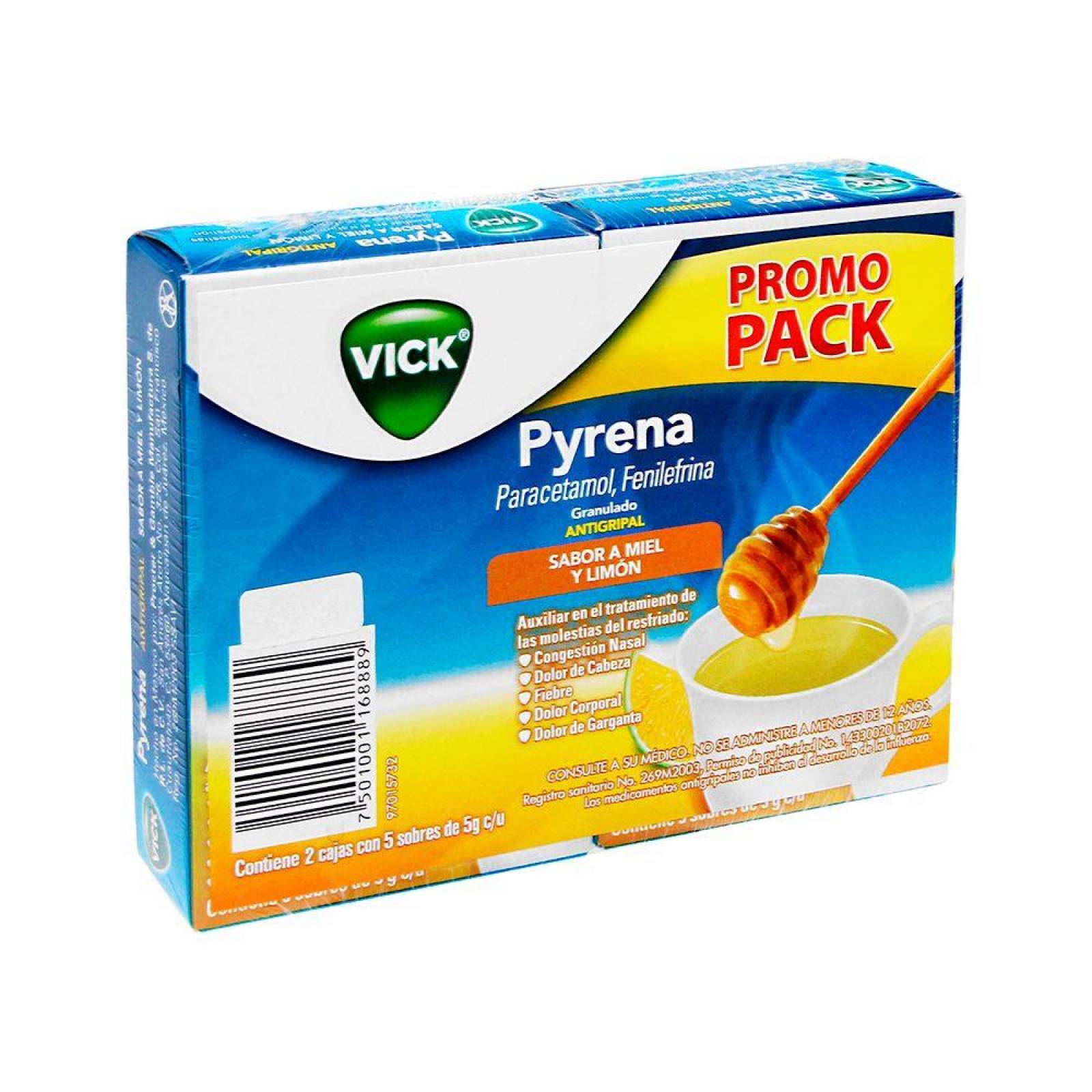 Vick Pyrena Miel-Limón Con 10 Sobres De 5 g 