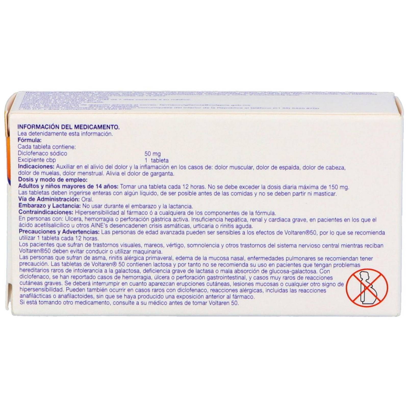 Voltarén 50 Con 50 mg Caja Con 30 Tabletas 