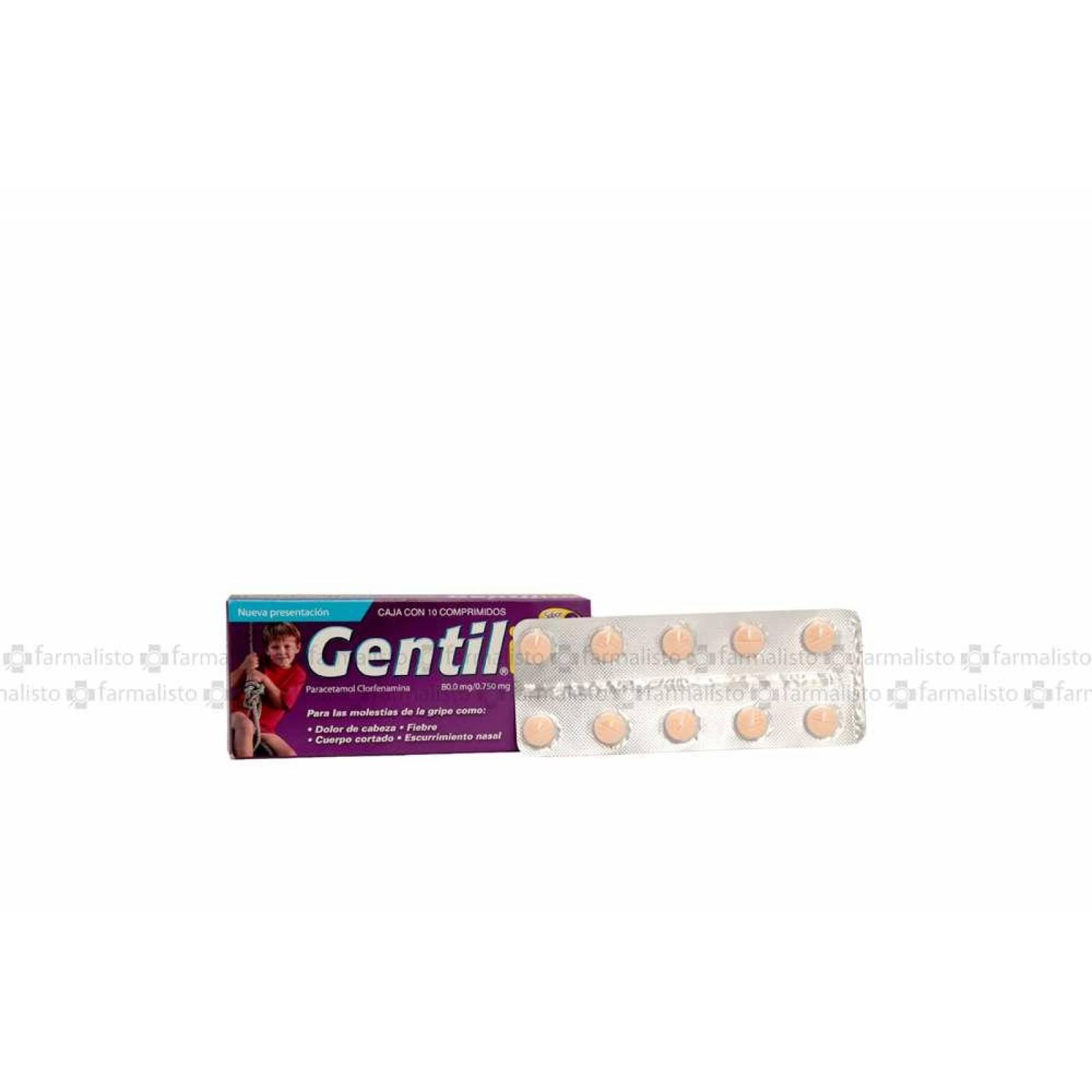 Gentilito 80.0 mg/ 0.750 mg Sabor Uva Caja Con 10 Comprimidos 