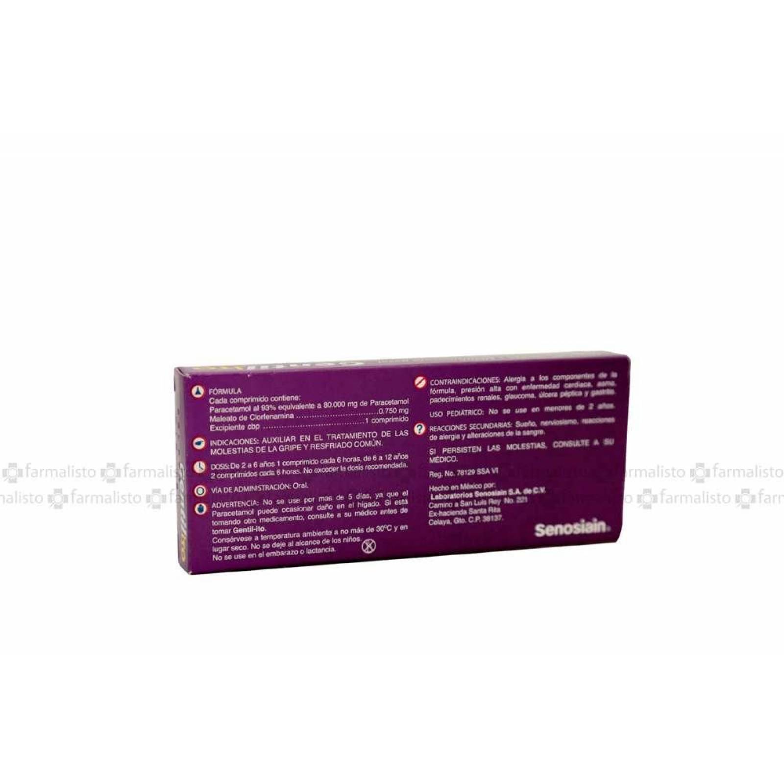 Gentilito 80.0 mg/ 0.750 mg Sabor Uva Caja Con 10 Comprimidos 
