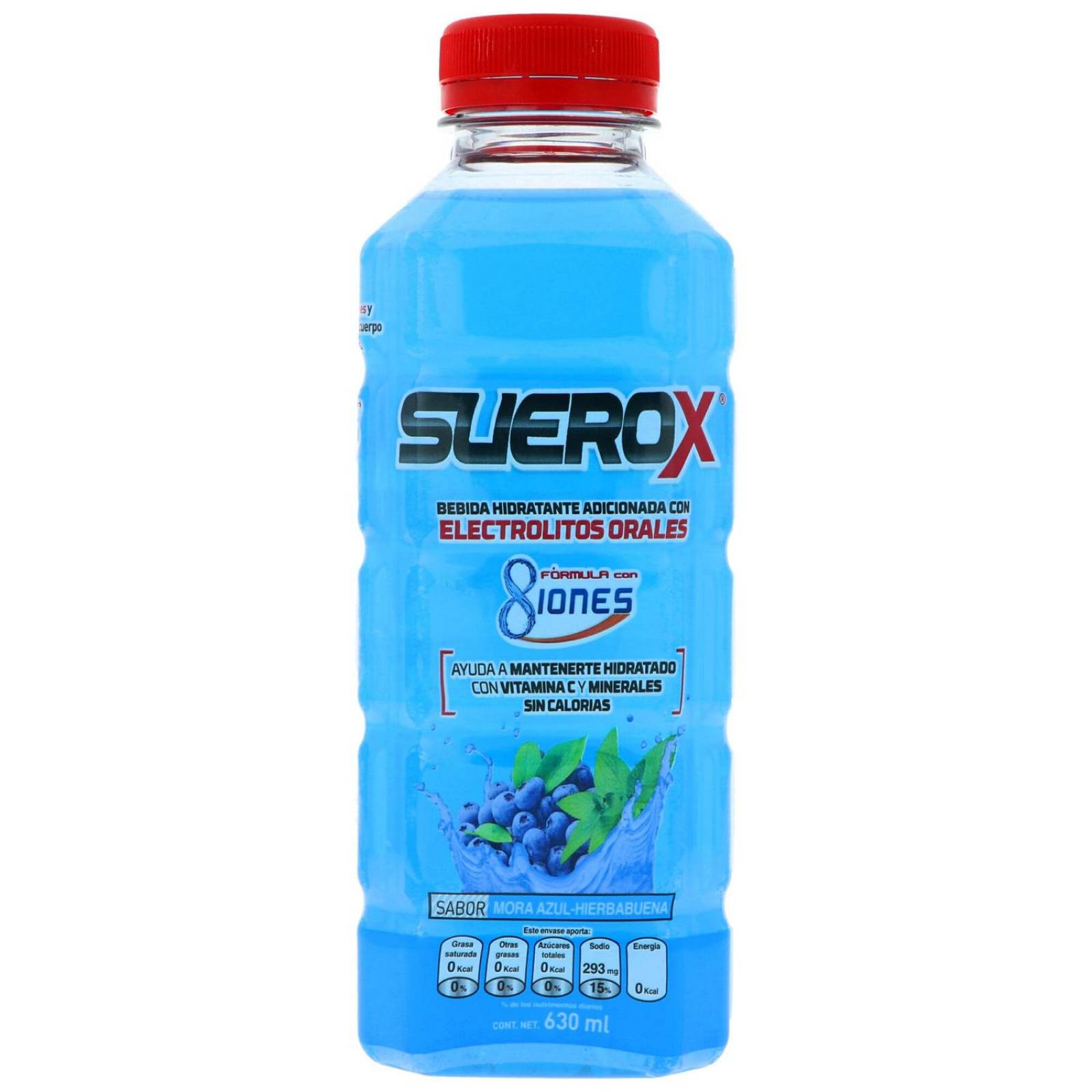 Suerox 8Iones Mora Azul-Hierbabuena Botella Con 630 mL 