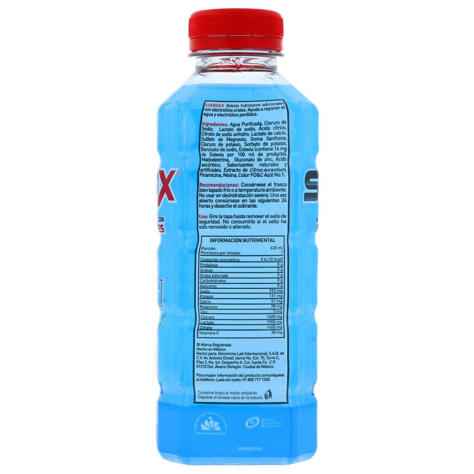 Suerox 8Iones Mora Azul-Hierbabuena Botella Con 630 mL 