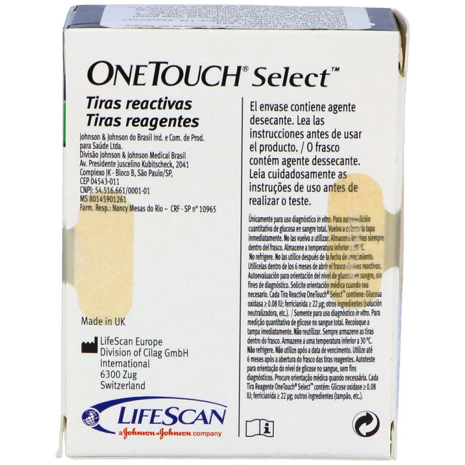 Onetouch Select Tiras Reactivas Caja Con 2 Frascos Con 25 Tiras 
