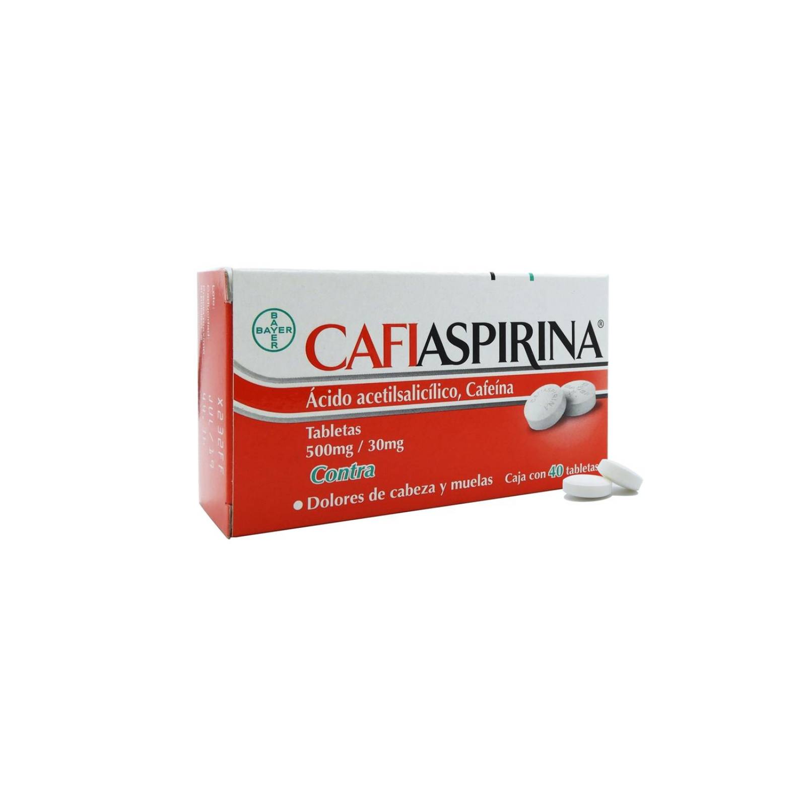 Cafiaspirina 500 mg/30 mg Caja Con 40 Tabletas 