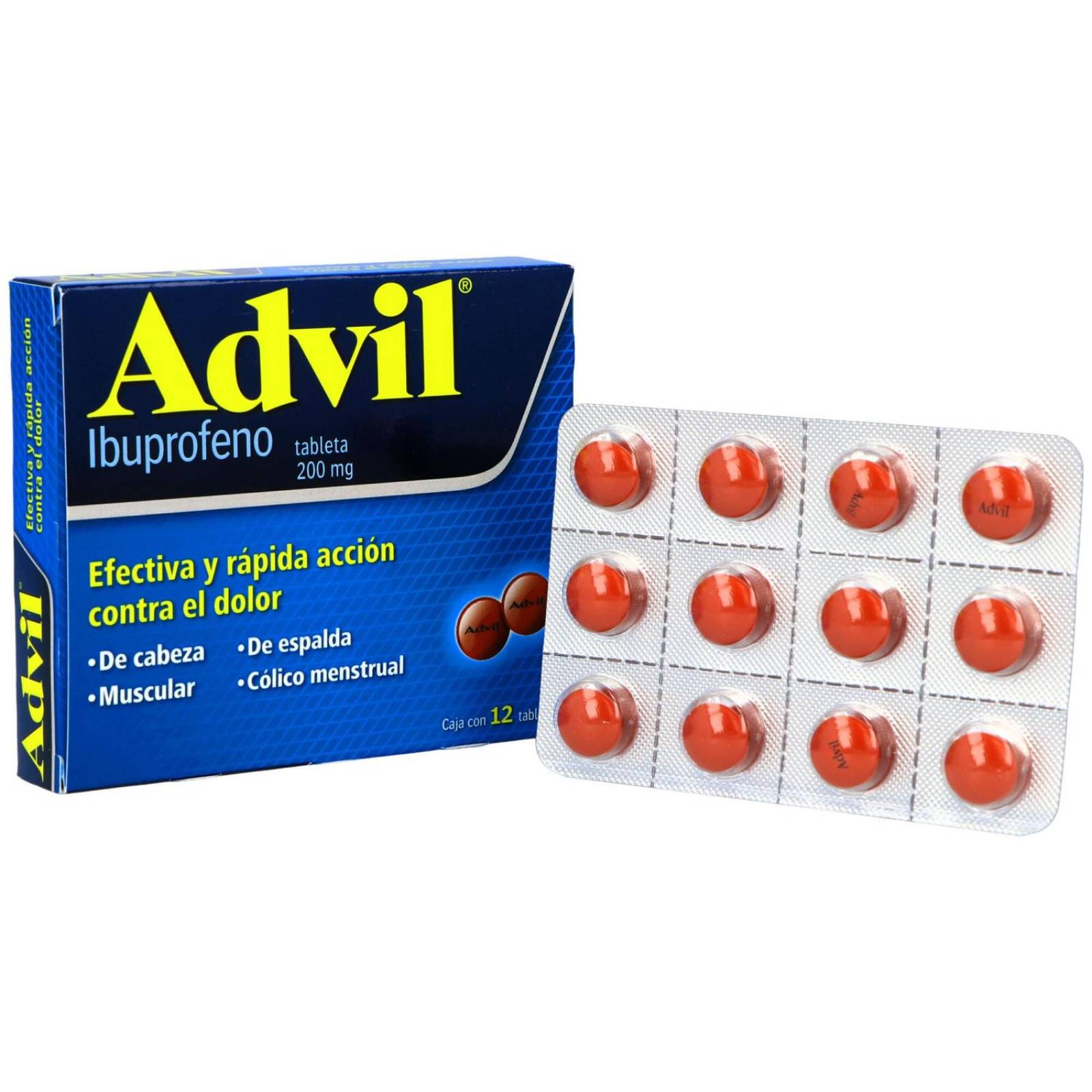Advil 200 mg Caja Con 12 Tabletas