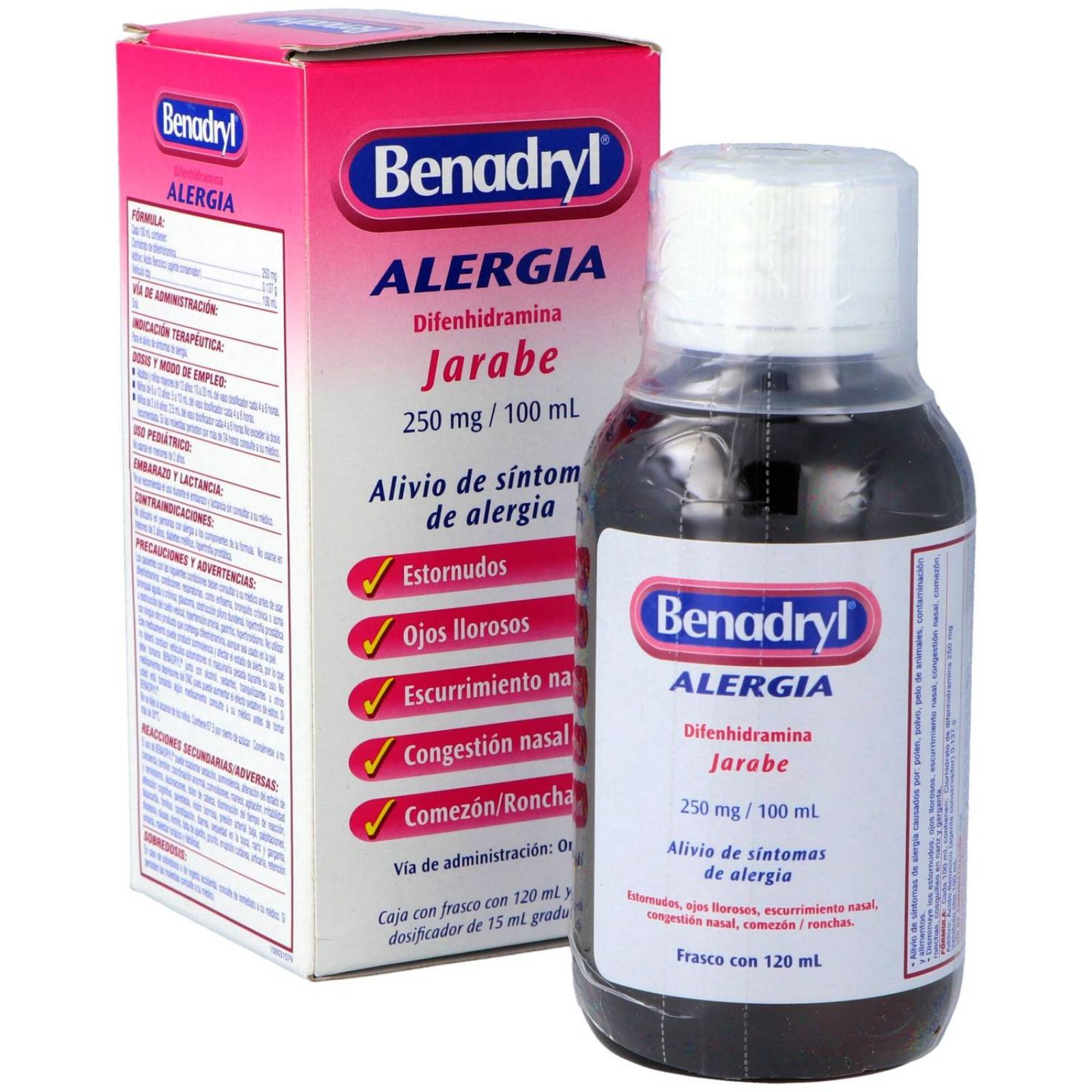 Benadryl Jarabe Caja Con Frasco Con 120 mL 