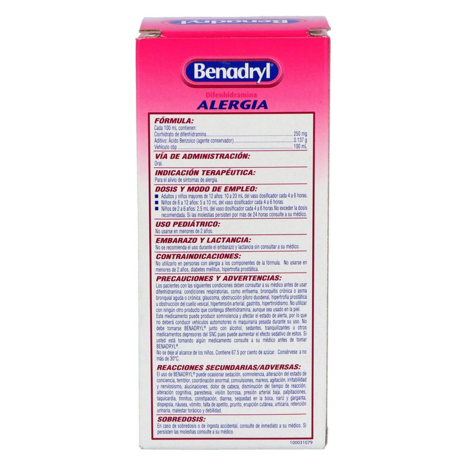 Benadryl Jarabe Caja Con Frasco Con 120 mL 