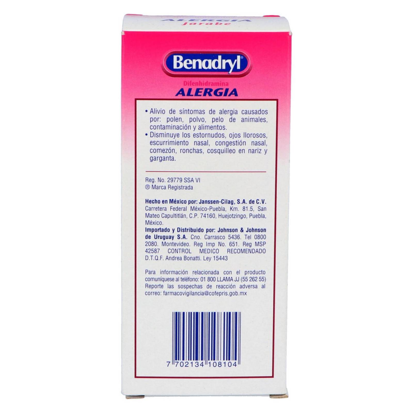 Benadryl Jarabe Caja Con Frasco Con 120 mL 