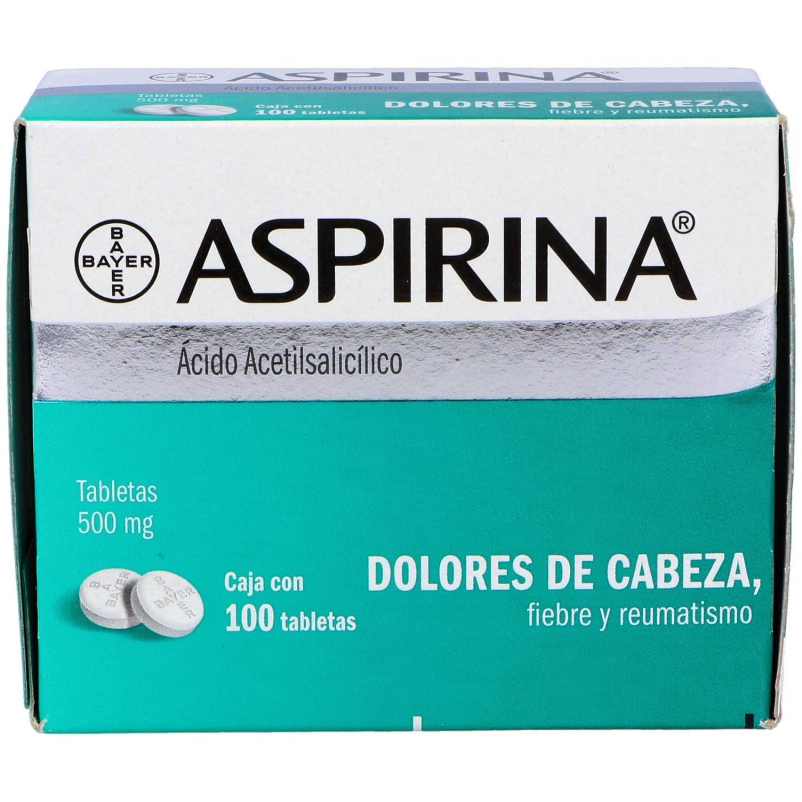 Aspirina 500 mg Caja Con 100 Tabletas 