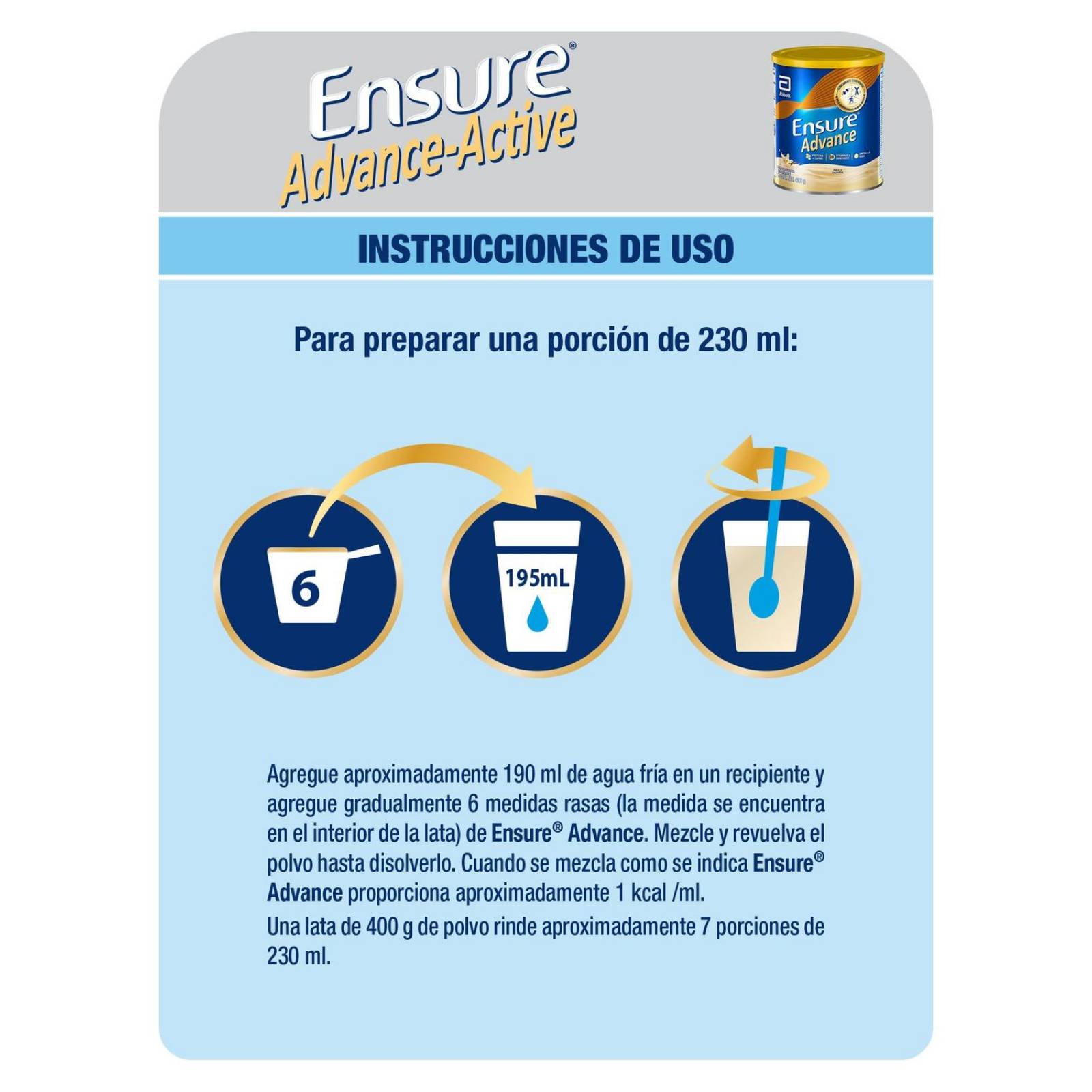 FRM-Ensure Advance polvo Con 400g Sabor A Vainilla 