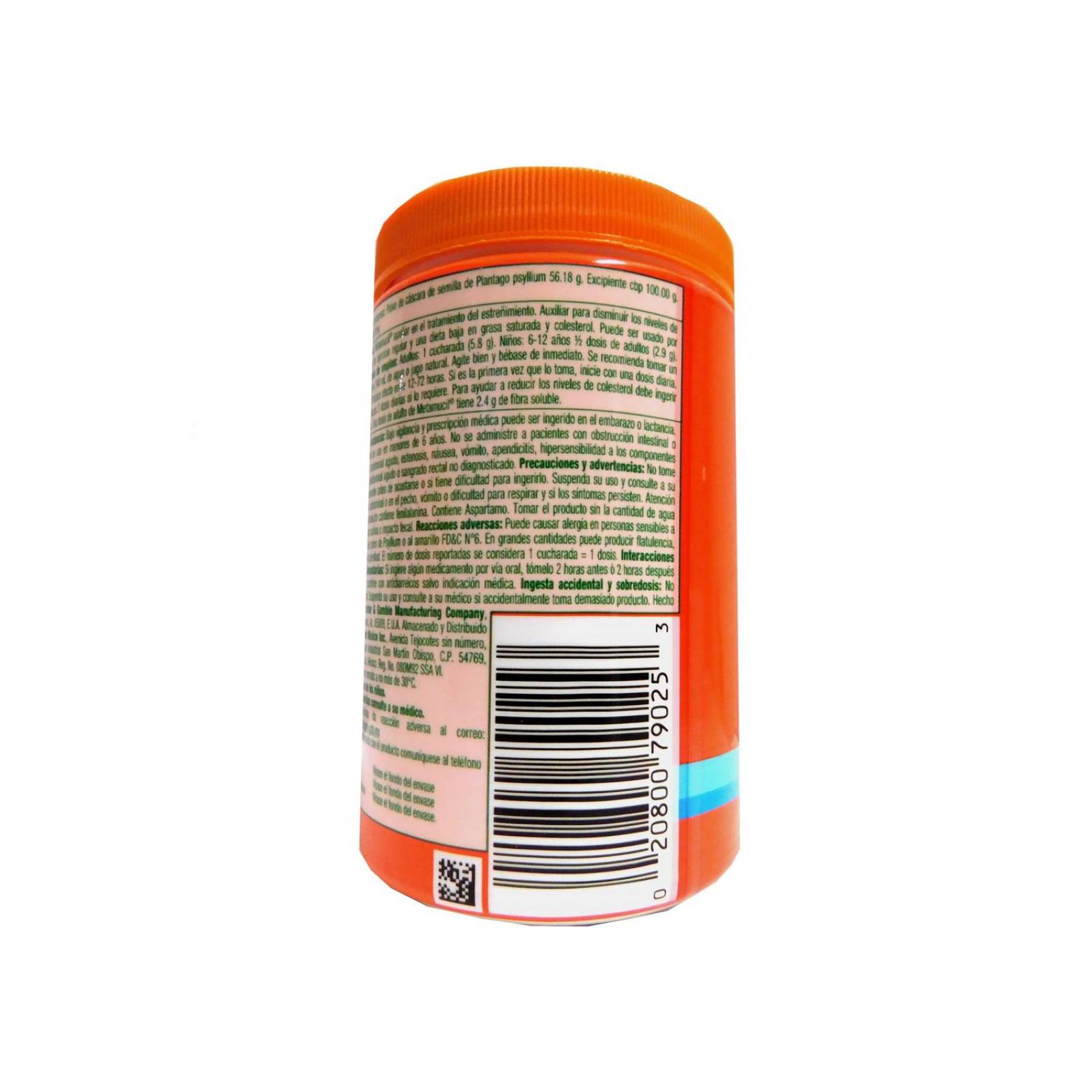 Metamucil Polvo Soluble Instantáneo Sin Azúcar Tarro Con 174 g Sabor Naranja 